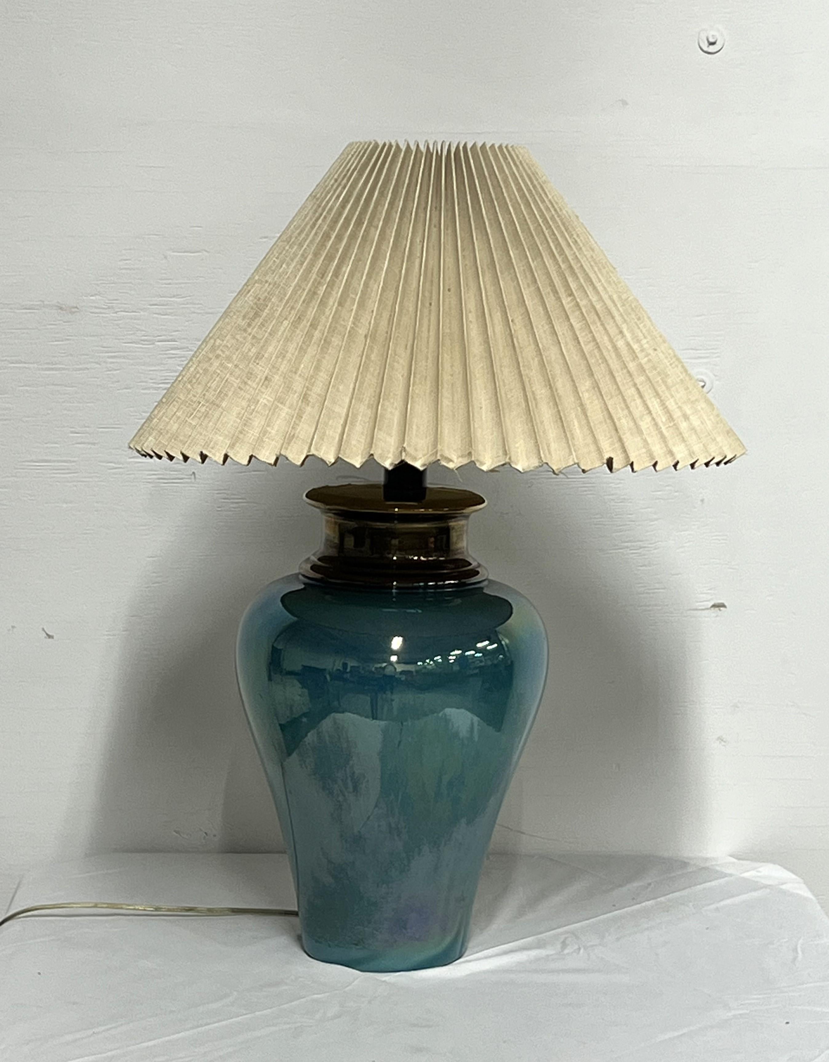 Turquoise Table Lamp In Good Condition For Sale In Red Lion, PA