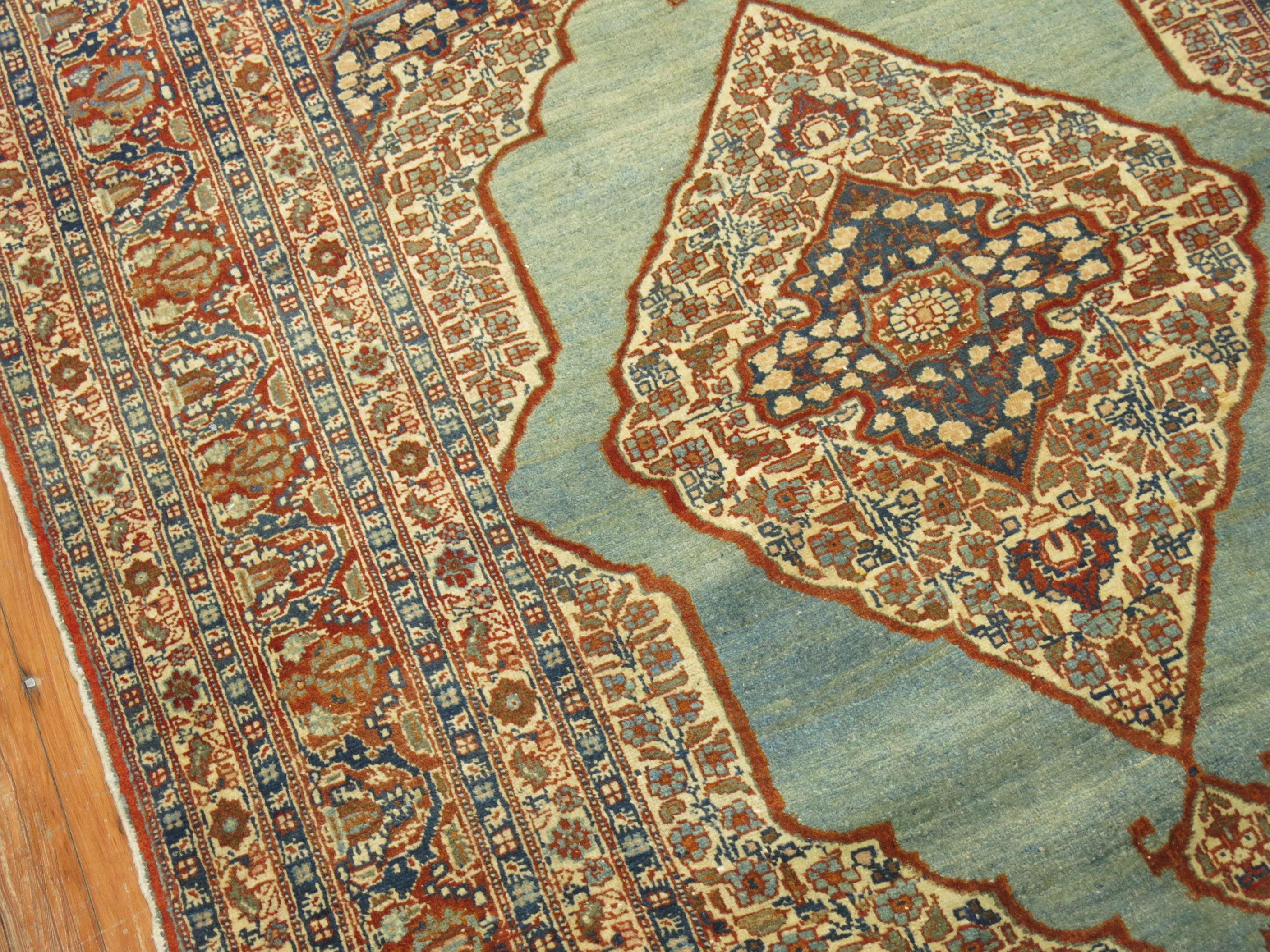 Turquoise Tabriz Haji Jali Li Li Rug For Sale 4