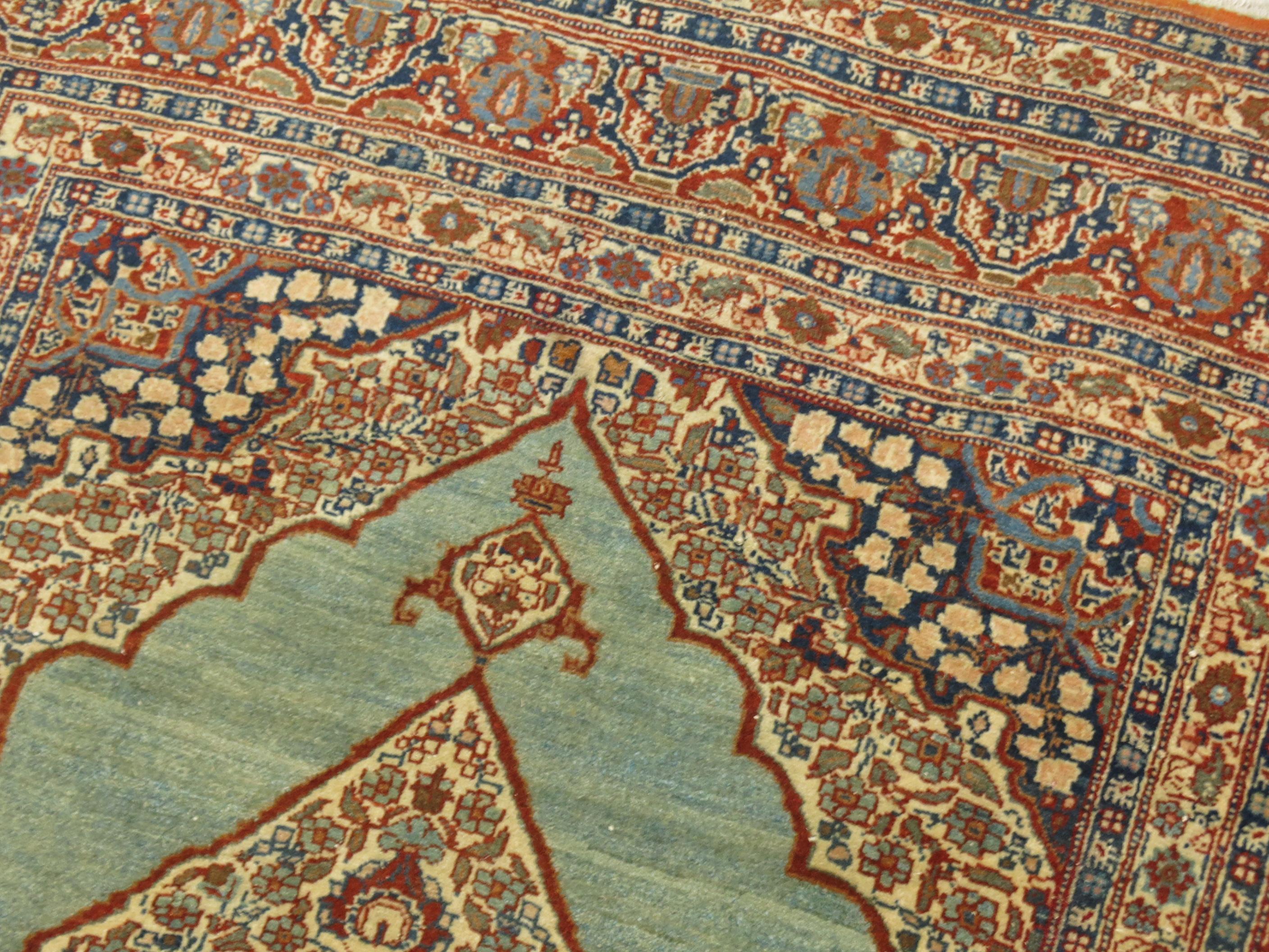 Turquoise Tabriz Haji Jali Li Li Rug For Sale 1