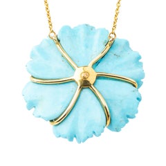 Collana con turchese, tanzanite e diamanti in oro giallo 18 carati