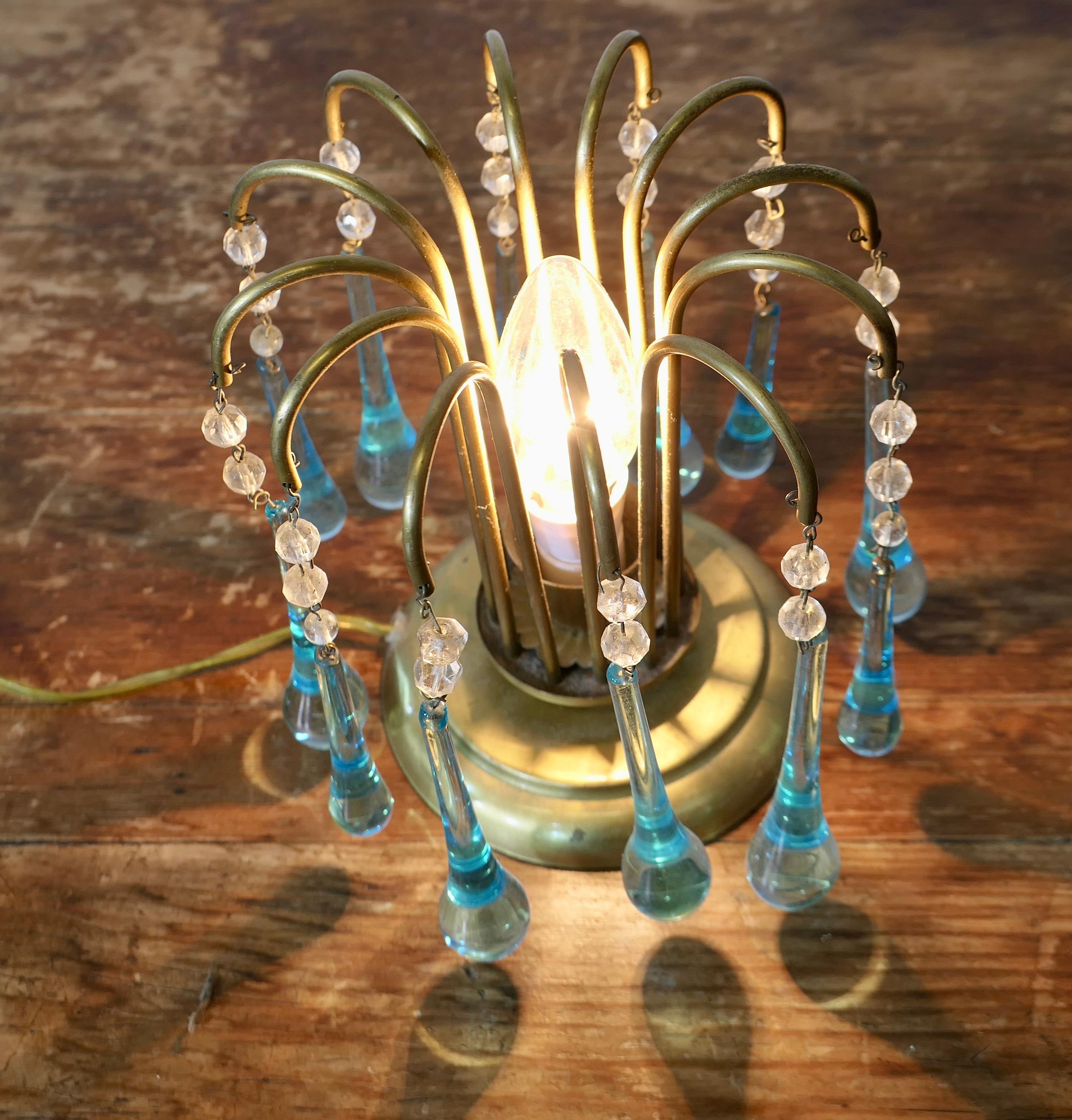Cristal Lampe à poser Turquoise Tear Drop Lustre  Une charmante petite pièce atmosphérique en vente