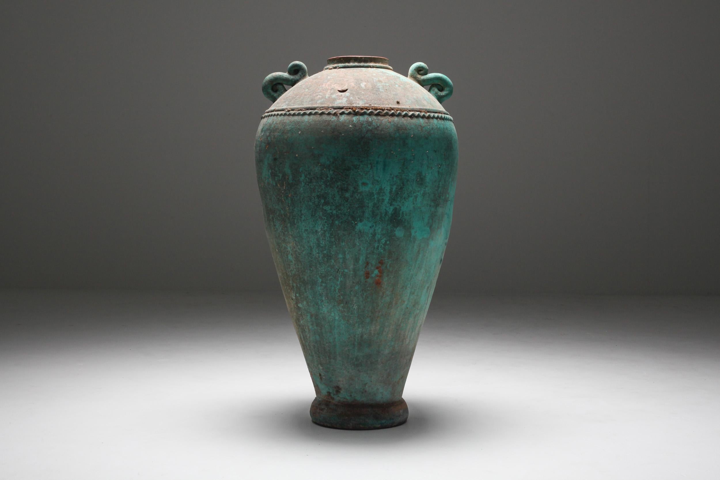 Turquoise Terracotta Vase In Good Condition In Antwerp, BE