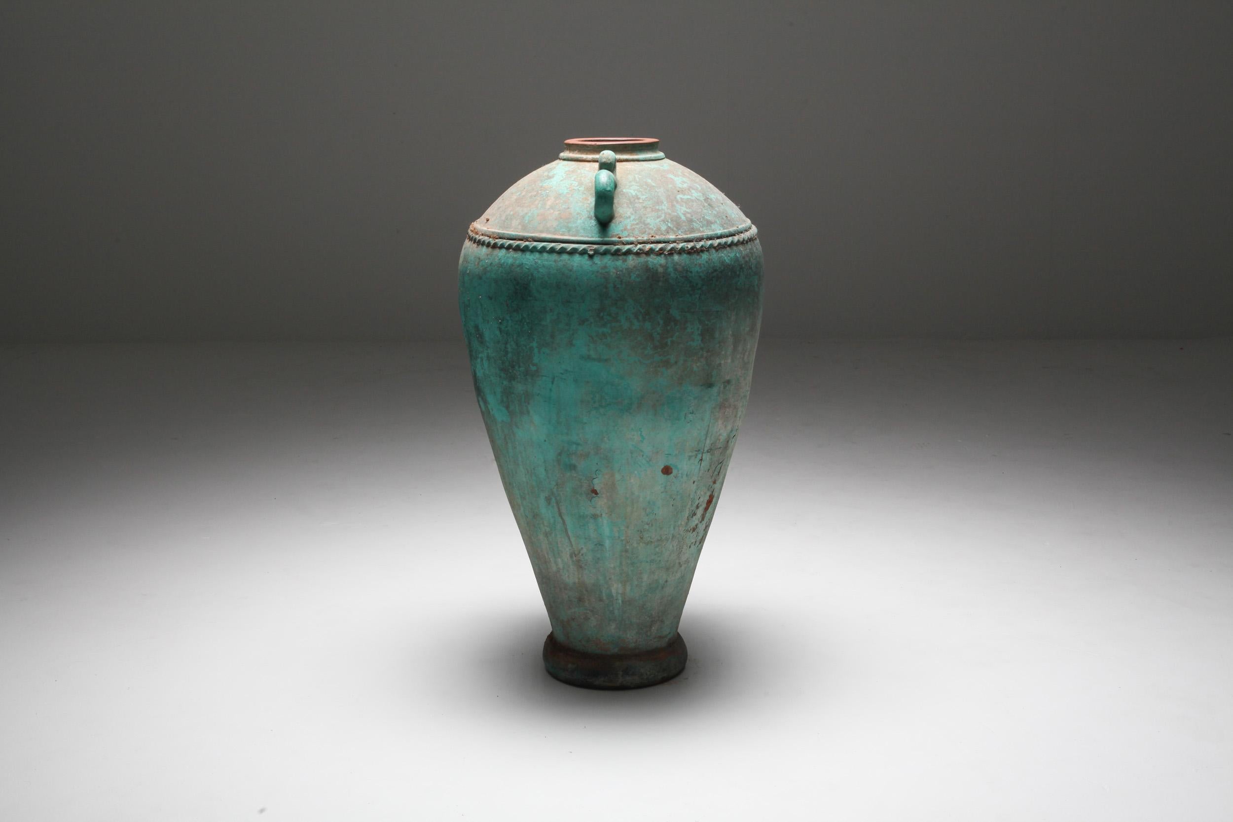 20th Century Turquoise Terracotta Vase