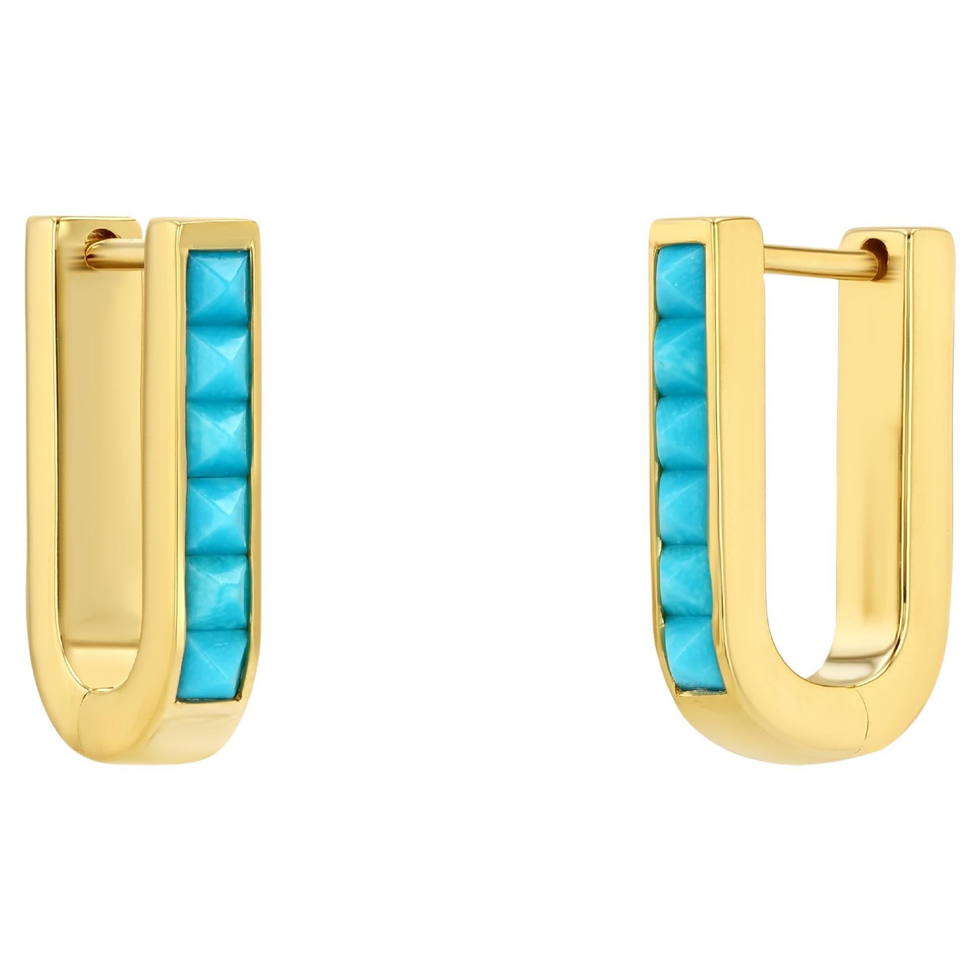 Boucles d'oreilles Turquoise en forme de U