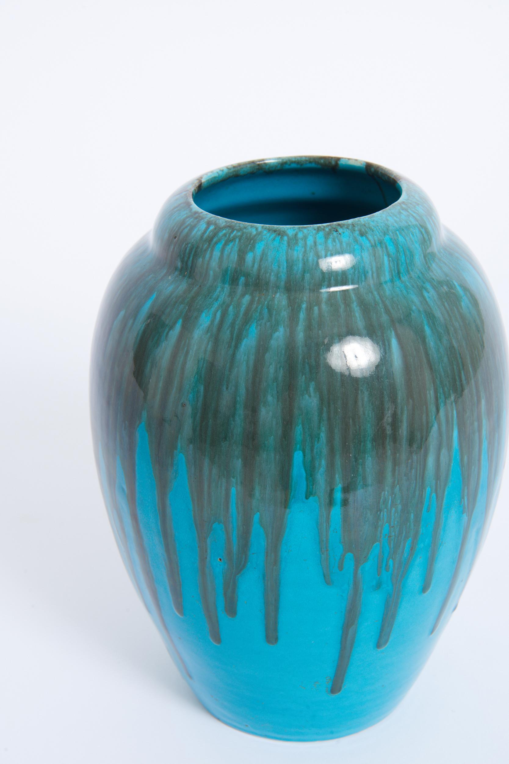 Français Vase turquoise par Primavera