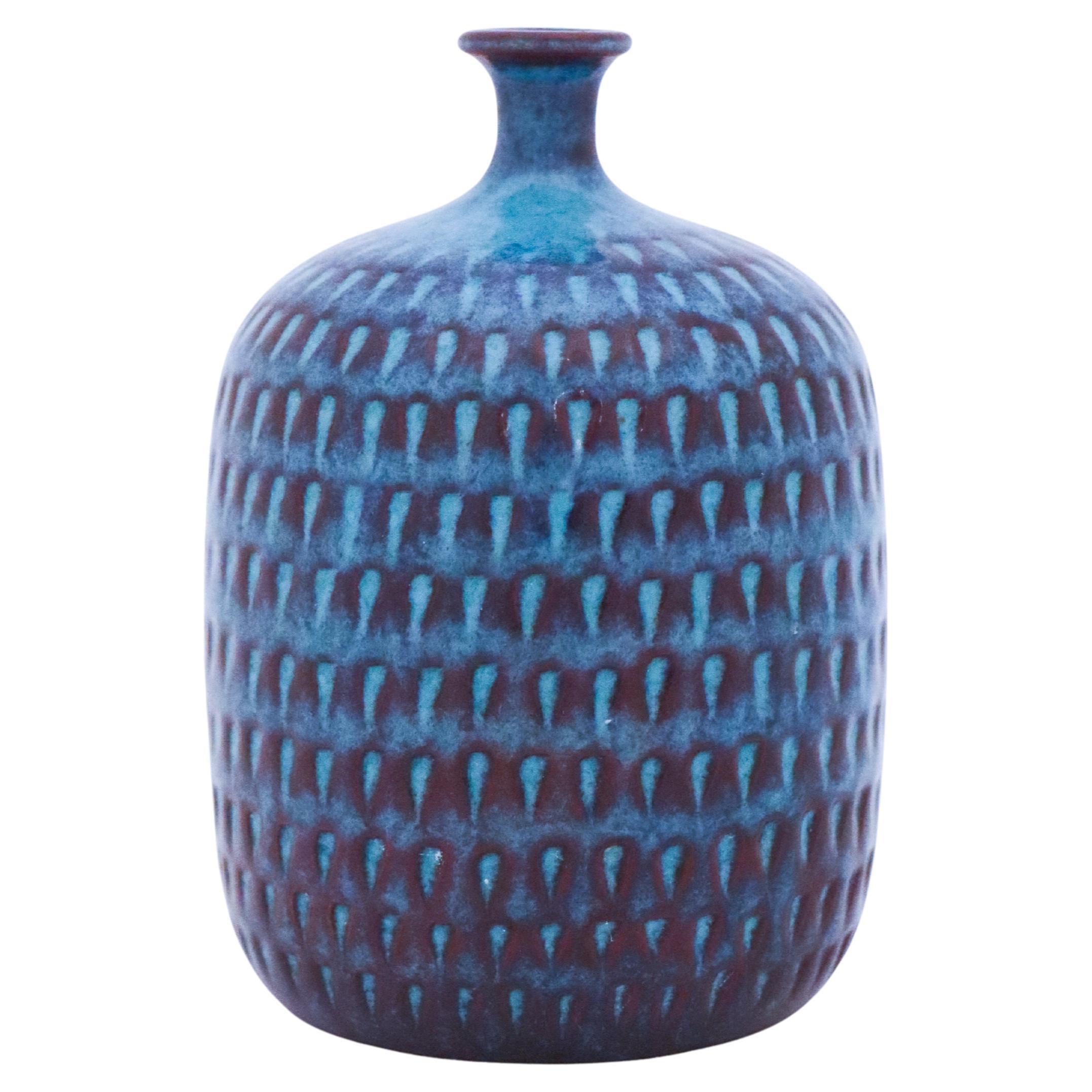 Turquoise Vase in Stoneware, Stig Lindberg, Gustavsbergs Studio