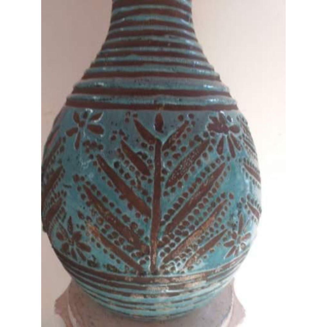 Art Deco Turquoise Vase, Jean Besnard, 1930 For Sale