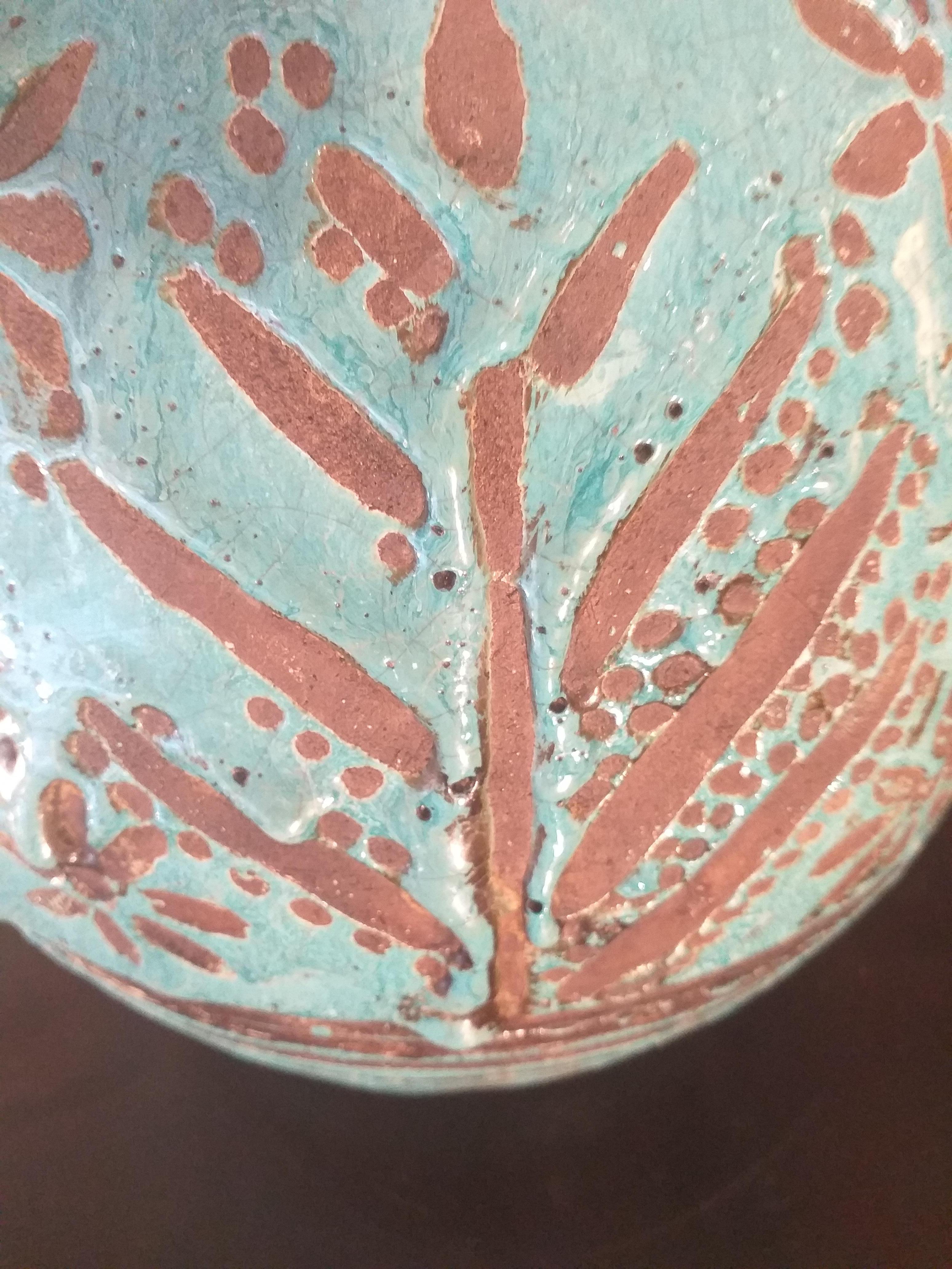 French Turquoise Vase, Jean Besnard, 1930 For Sale