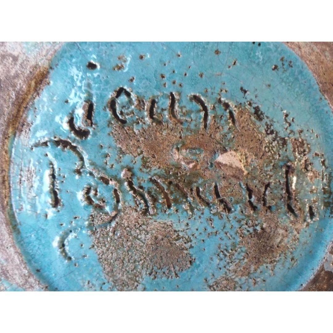 Glazed Turquoise Vase, Jean Besnard, 1930 For Sale
