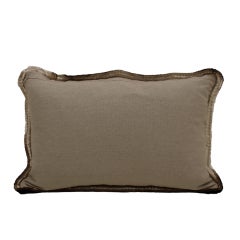 Turquoise Velvet Cushion in Cotton with Double Tinsel Trim and Linen Back