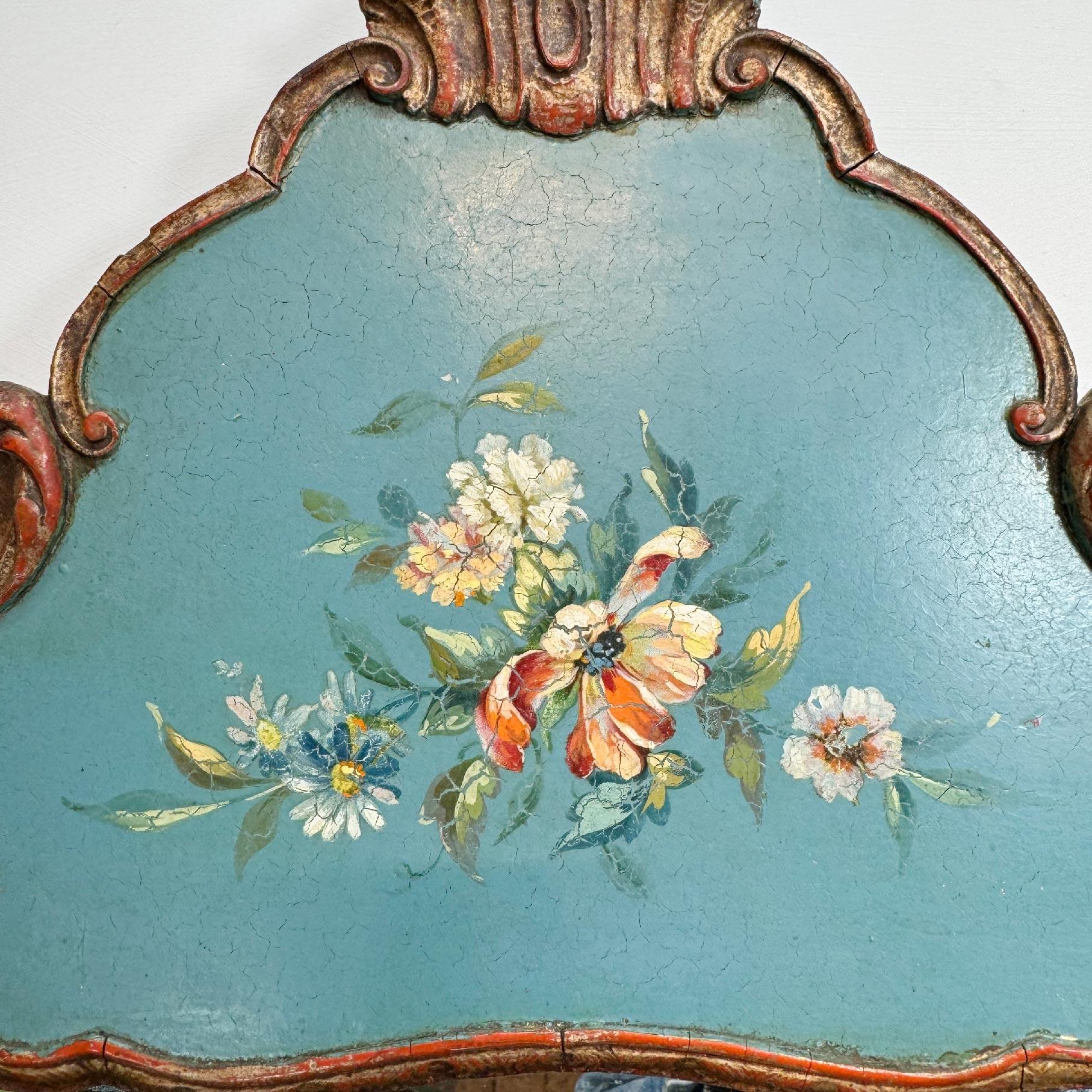 Rococo Turquoise Venetian Mirror Circa 1920 For Sale