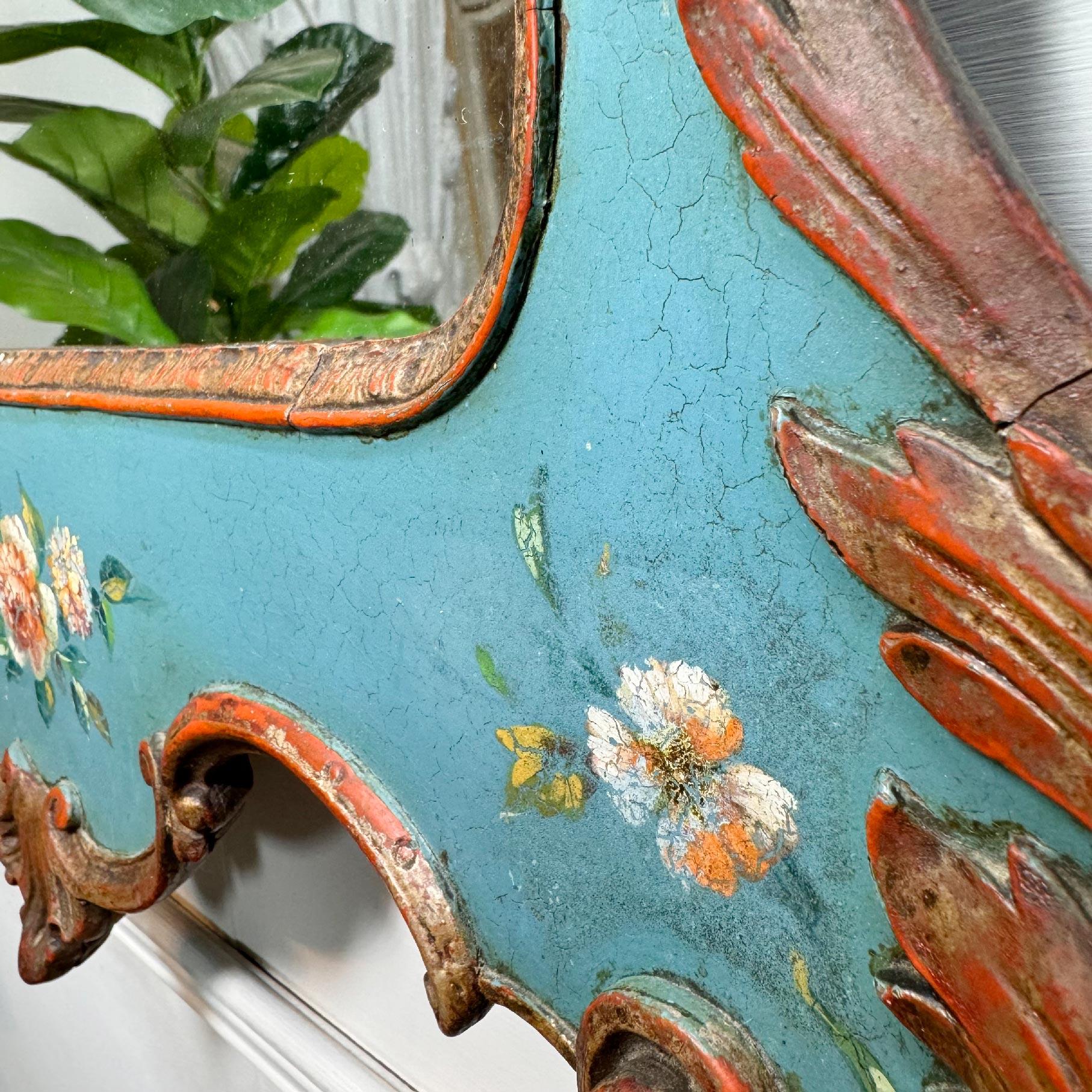 Turquoise Venetian Mirror Circa 1920 In Good Condition For Sale In Hastings, GB