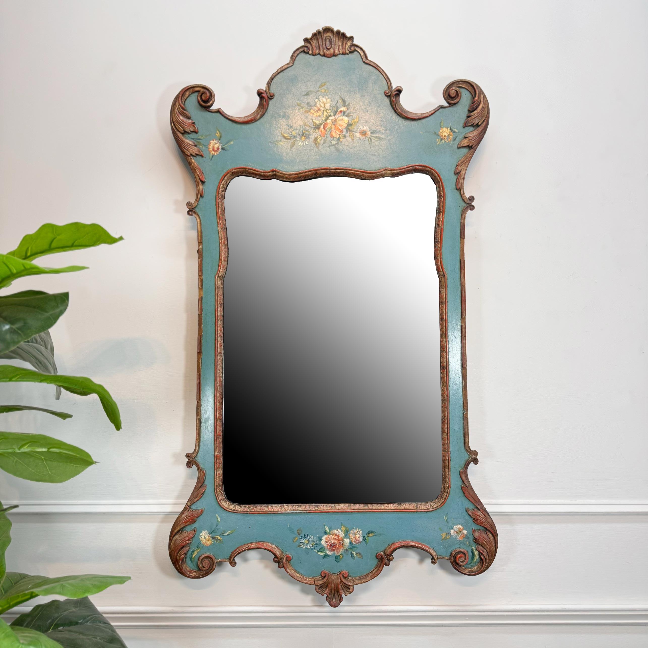 20th Century Turquoise Venetian Mirror Circa 1920 For Sale