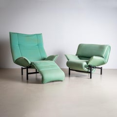 Turquoise "Veranda" Armchairs by Vico Magistretti for Cassina, Italy, L. 20th C.