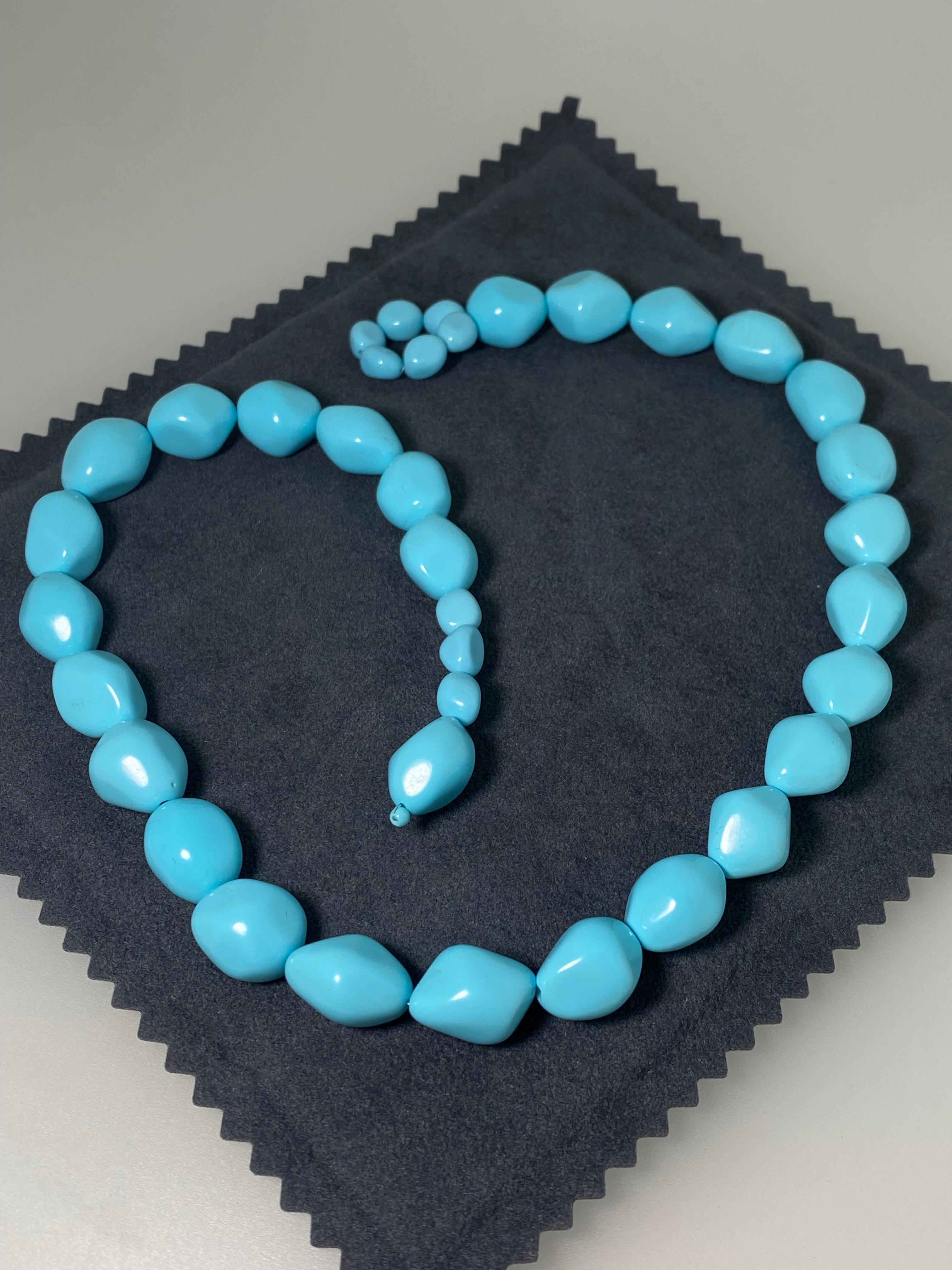 Turquoise Vintage Italian Necklace, 51cm long, Toggle Snake Turquoise Clasp. 1