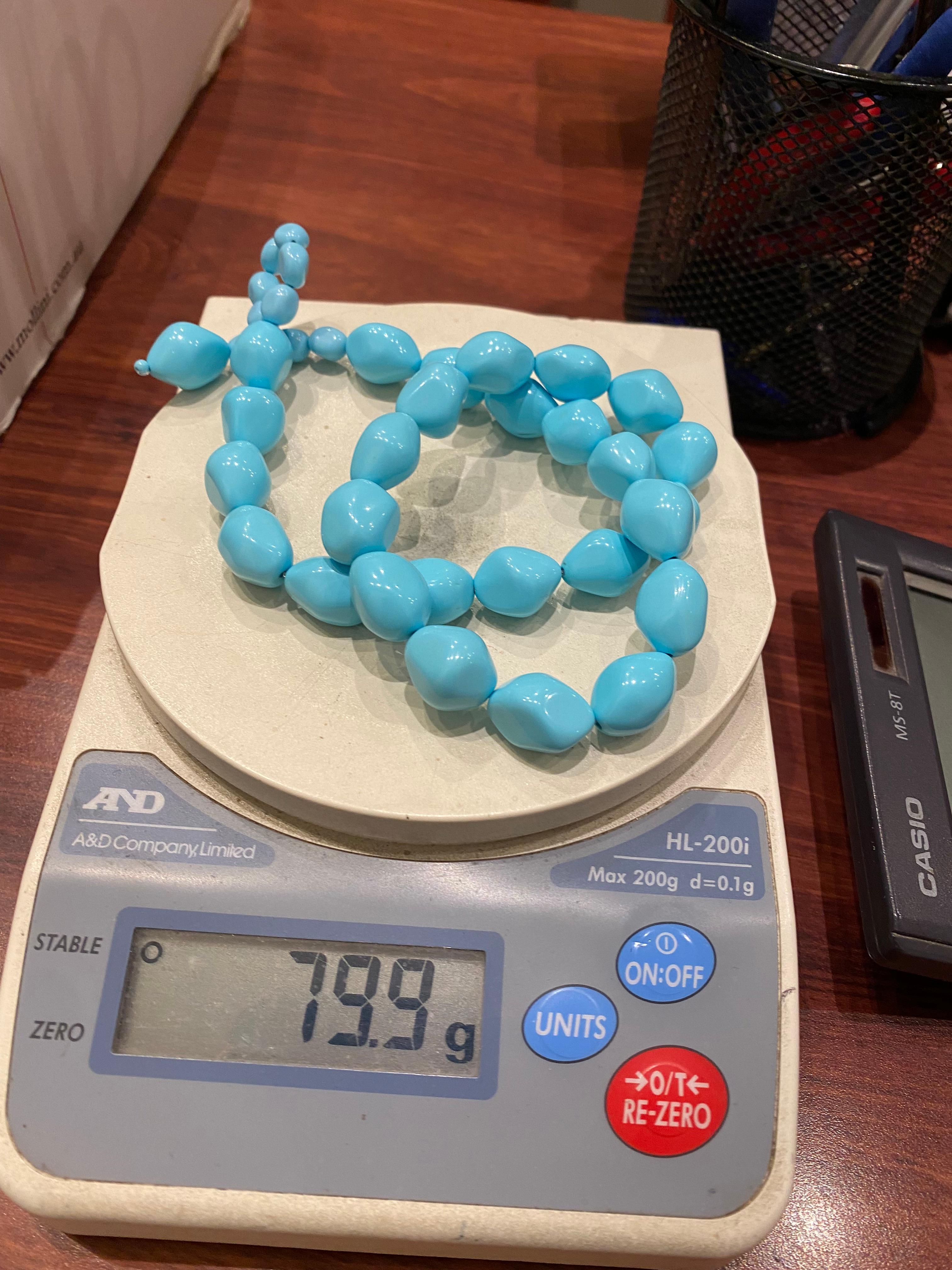 Turquoise Vintage Italian Necklace, 51cm long, Toggle Snake Turquoise Clasp. 2