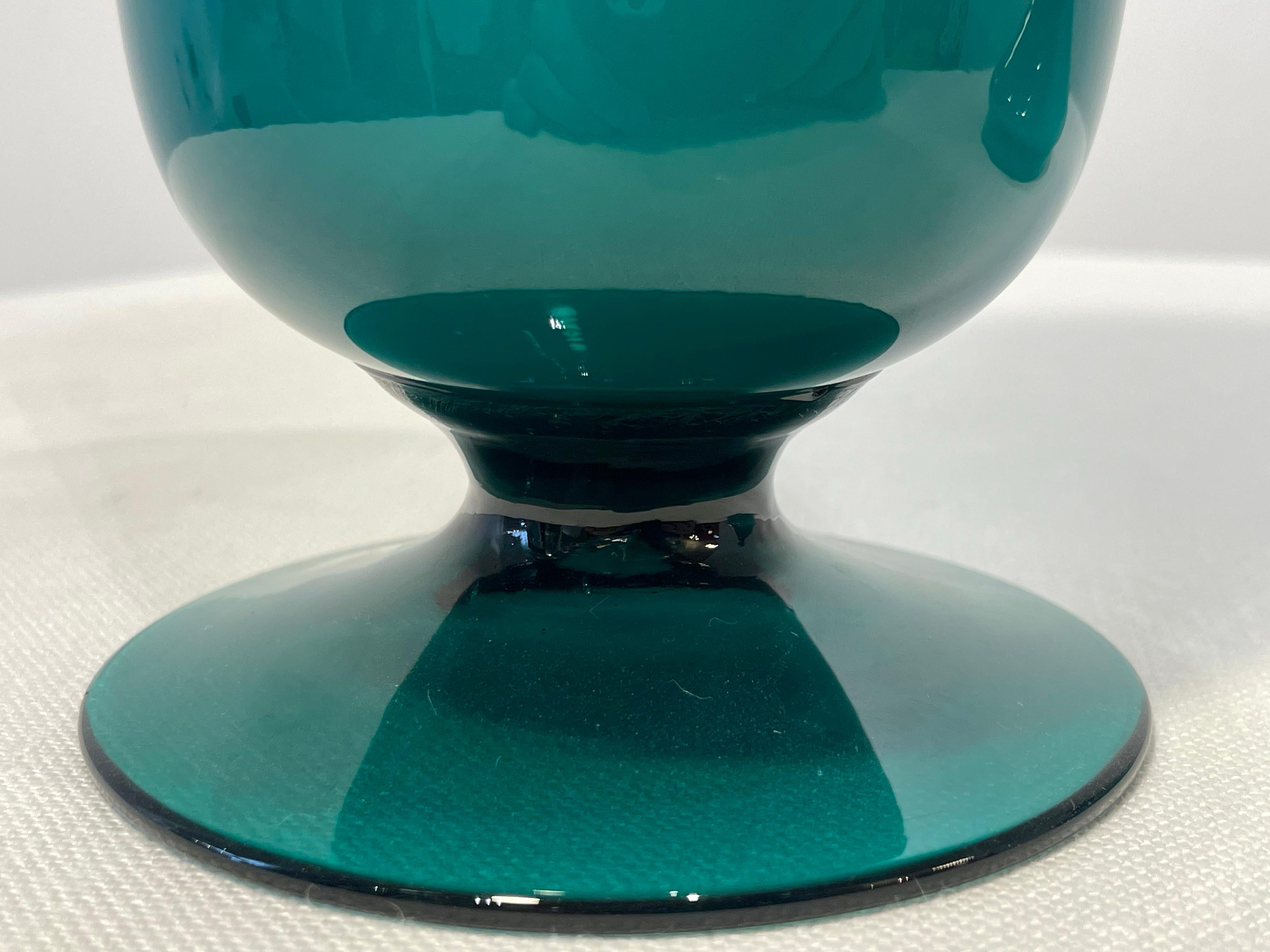 Hand-Crafted Turquoise Vintage Murano Glass Jar, Tall