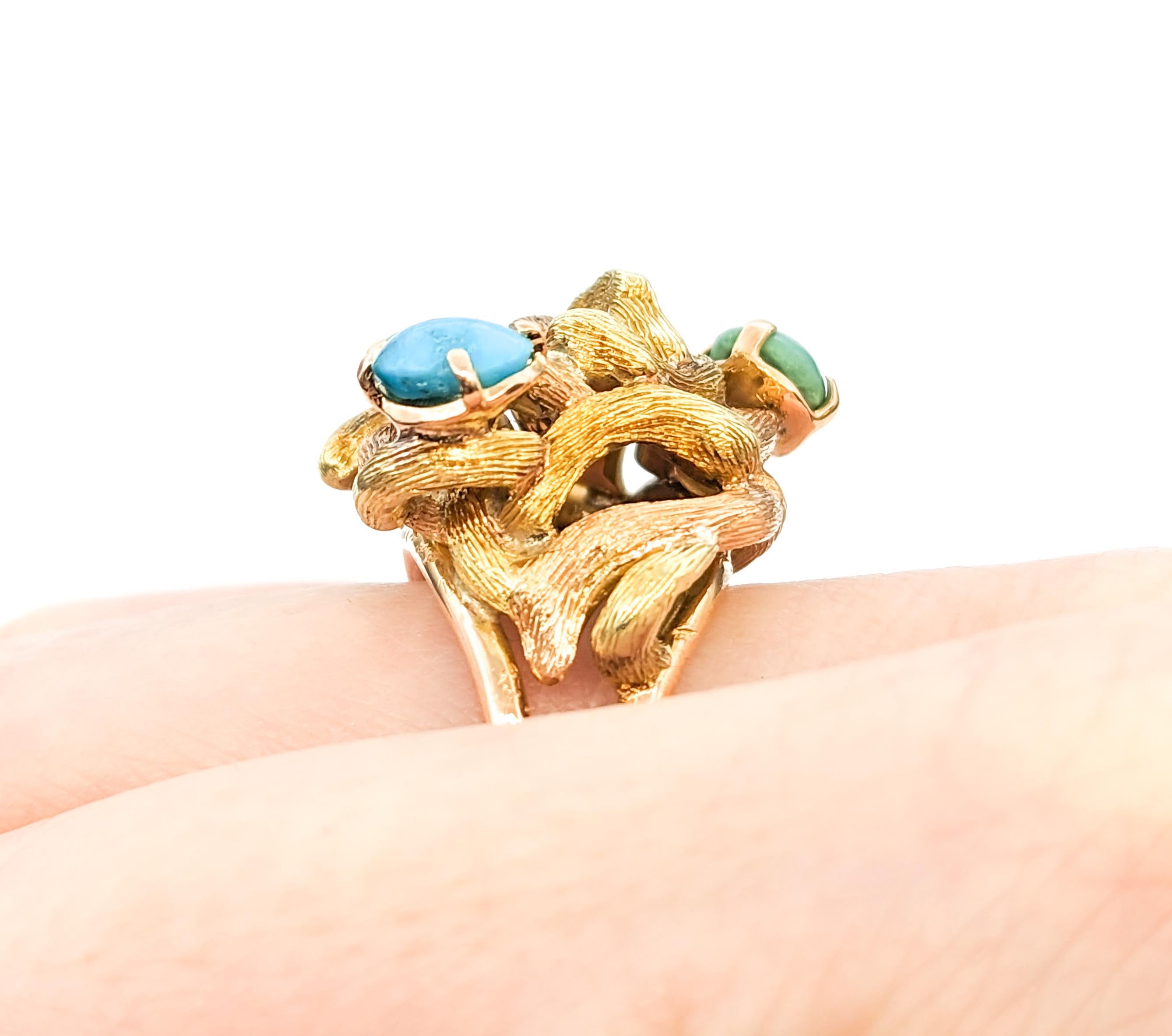 Turquoise Vintage Ring In Yellow Gold For Sale 5