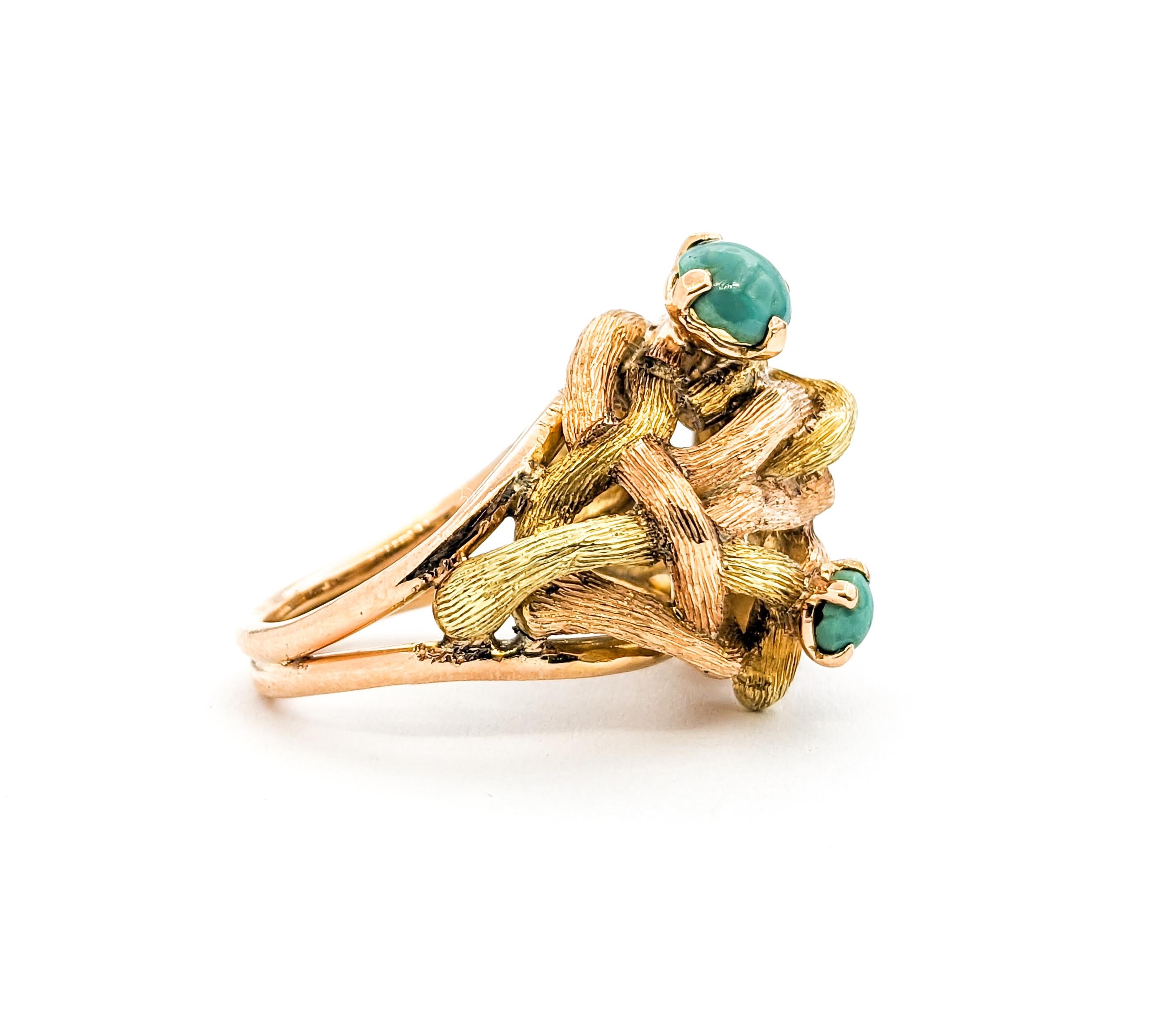 Women's Turquoise Vintage Ring In Yellow Gold For Sale