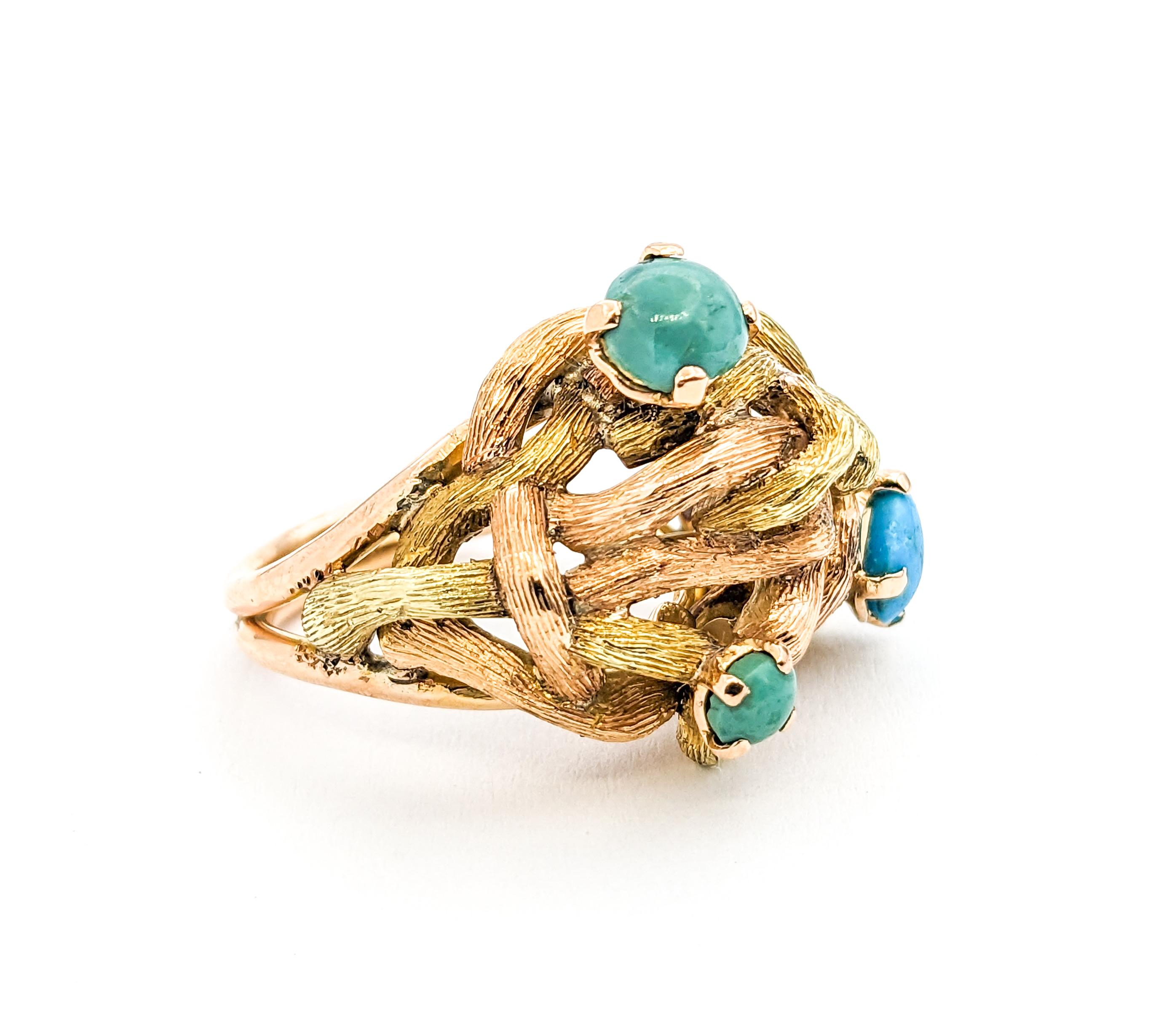 Turquoise Vintage Ring In Yellow Gold For Sale 1