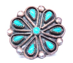 Turquoise Vintage Silver Tribal Ring 12544*