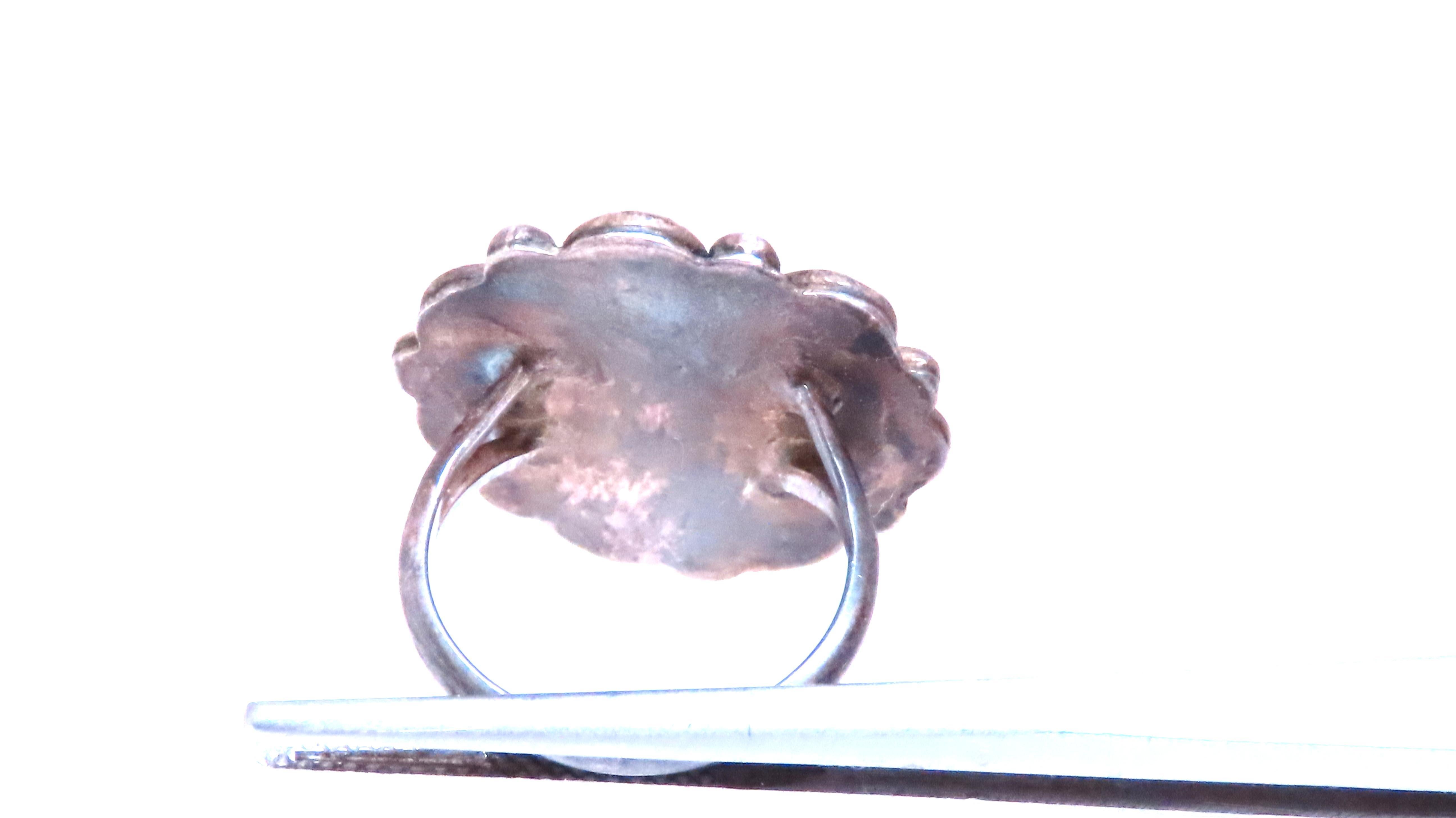 Anillo tribal de plata vintage turquesa 12544 Corte pera en venta