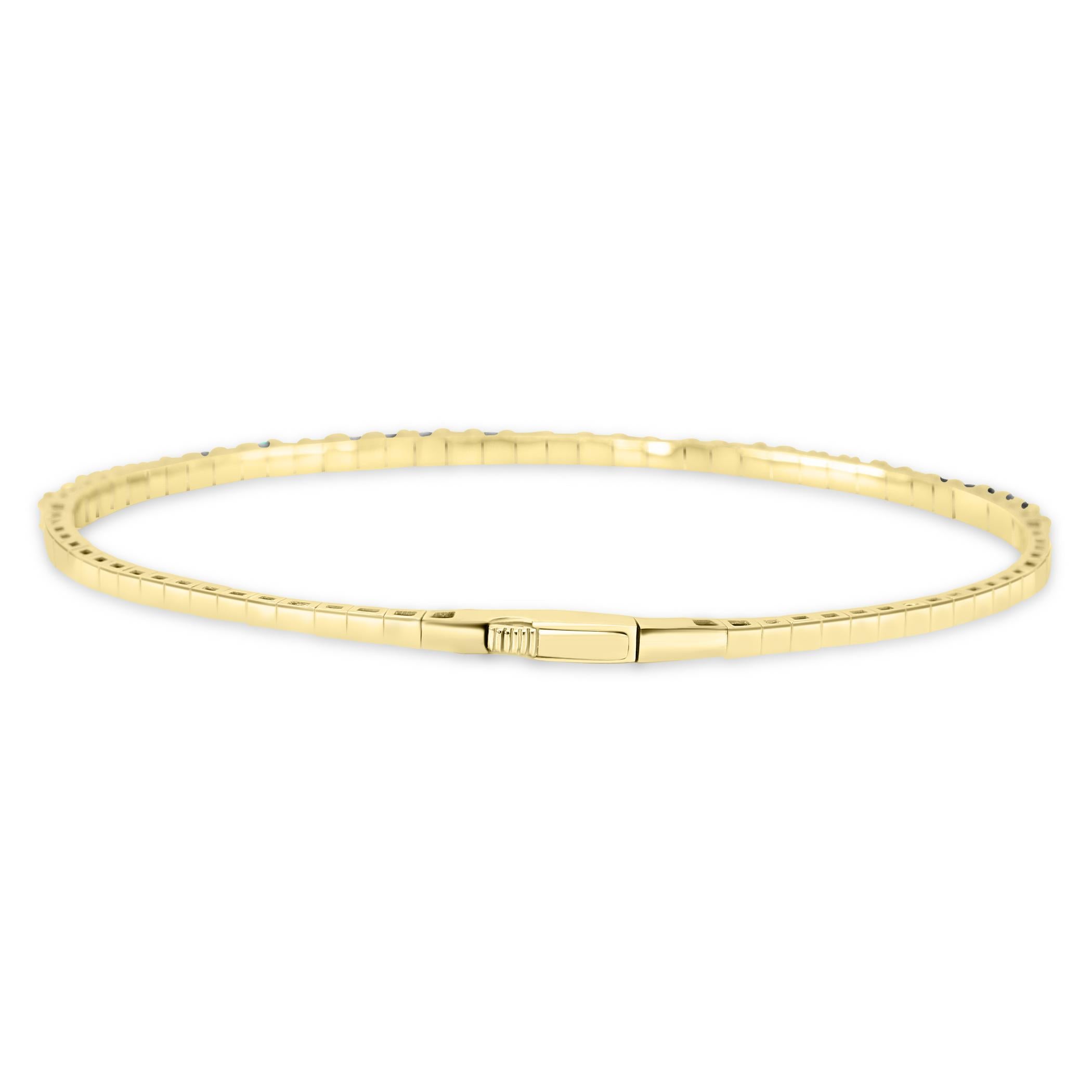 Modern Turquoise & Diamond  1.5 Carat 14 Karat Gold Fashion Tennis Bangle Bracelet For Sale