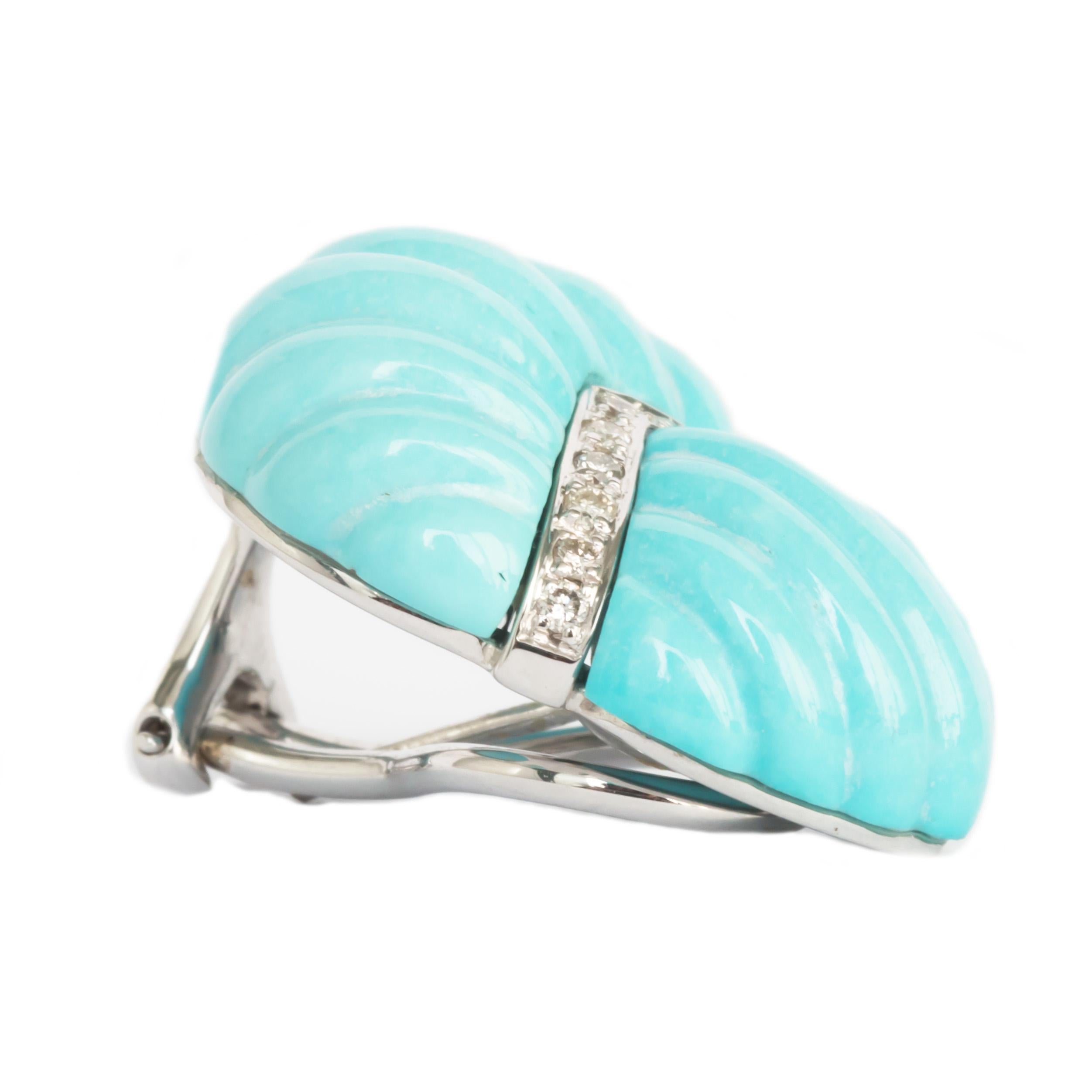 Contemporary Turquoise White Gold Earrings For Sale