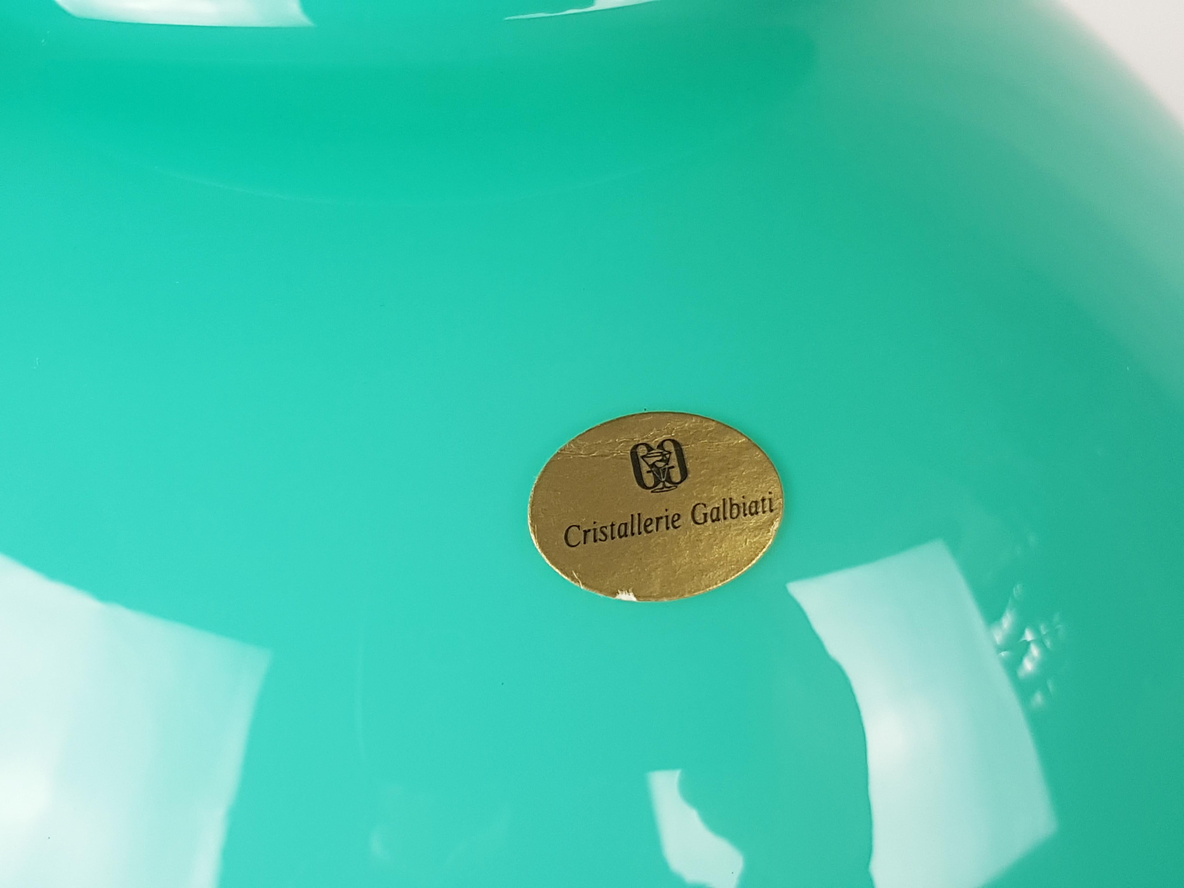 Post-Modern Turquoise & White incamiciato glass 1980s vase by Cristallerie Galbiati, Milano For Sale
