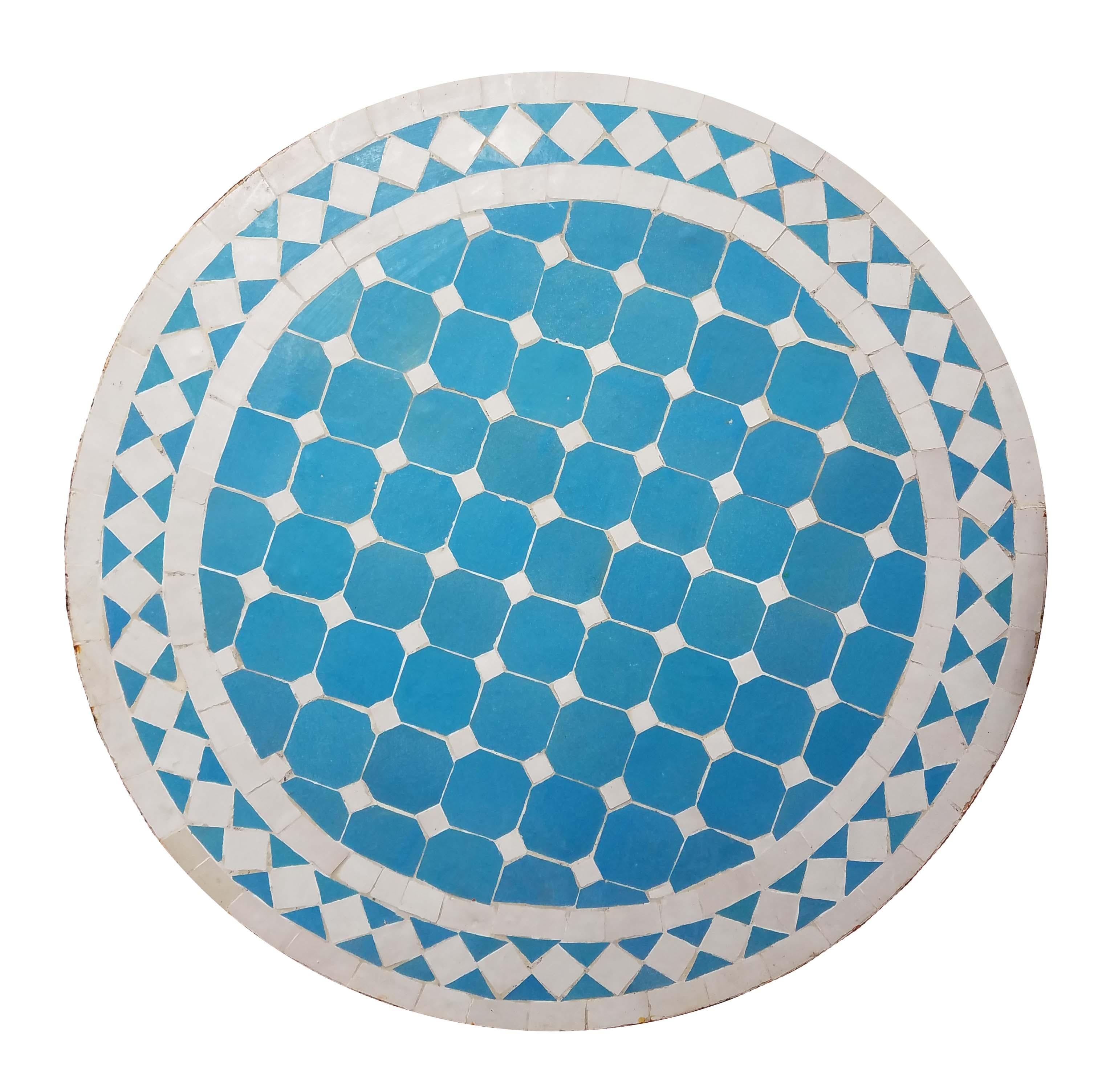 Turquoise / White Moroccan Mosaic Table - CR4 2