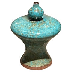 Turquoise with Gold Accents Finial Shape Neck Vase, China, Contemporary
