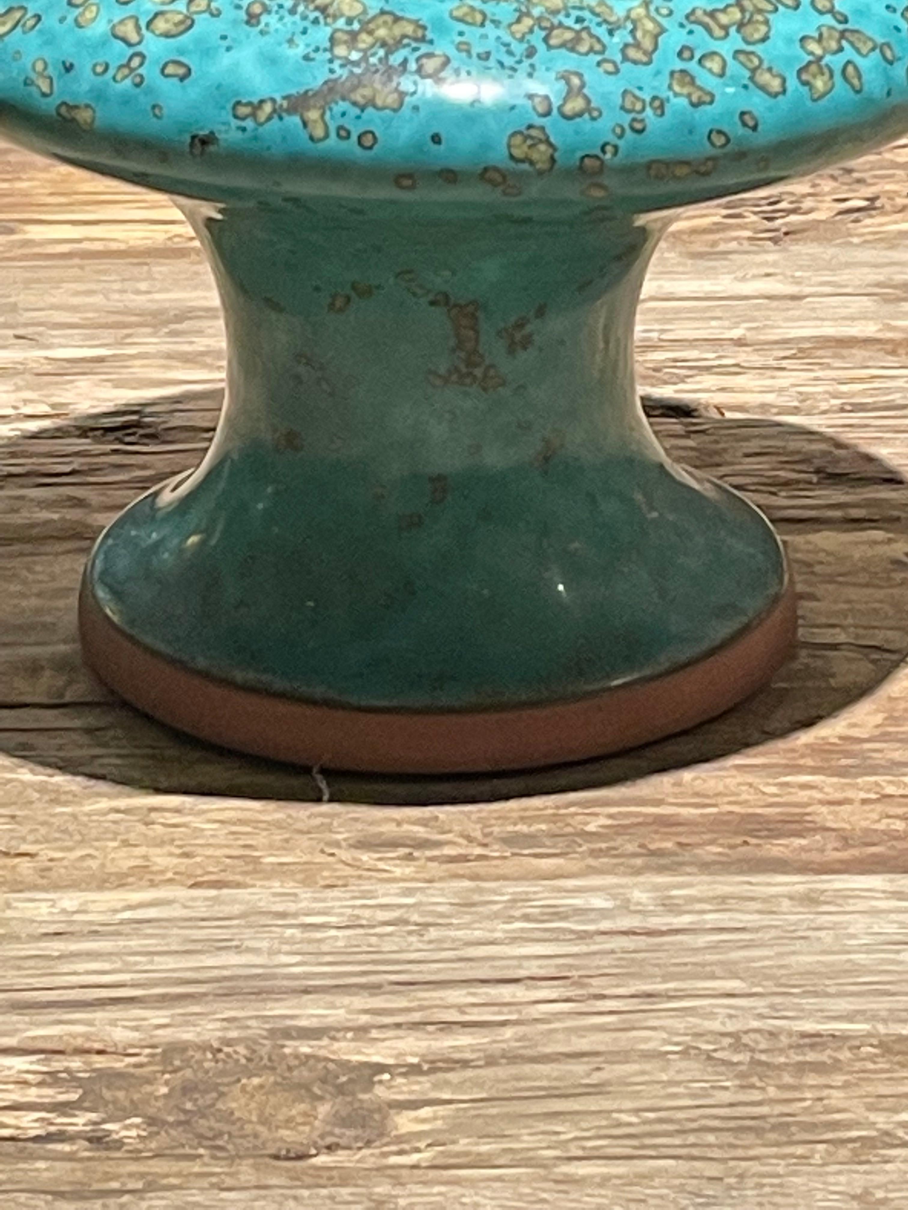 Chinese Turquoise with Gold Accents Squat Shape Vase, China