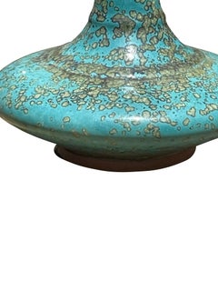 Turquoise with Gold Accents Tall, Thin with Rib Vase, China, Contemporary