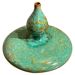 Turquoise avec glaçure mouchetée d'or, vase en forme de trapèze, Chine, contemporain