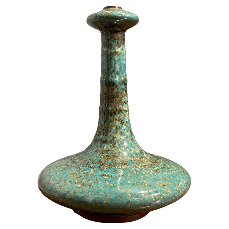 Turquoise with Gold Speckled Glaze Tall Thin Neck Vase, China