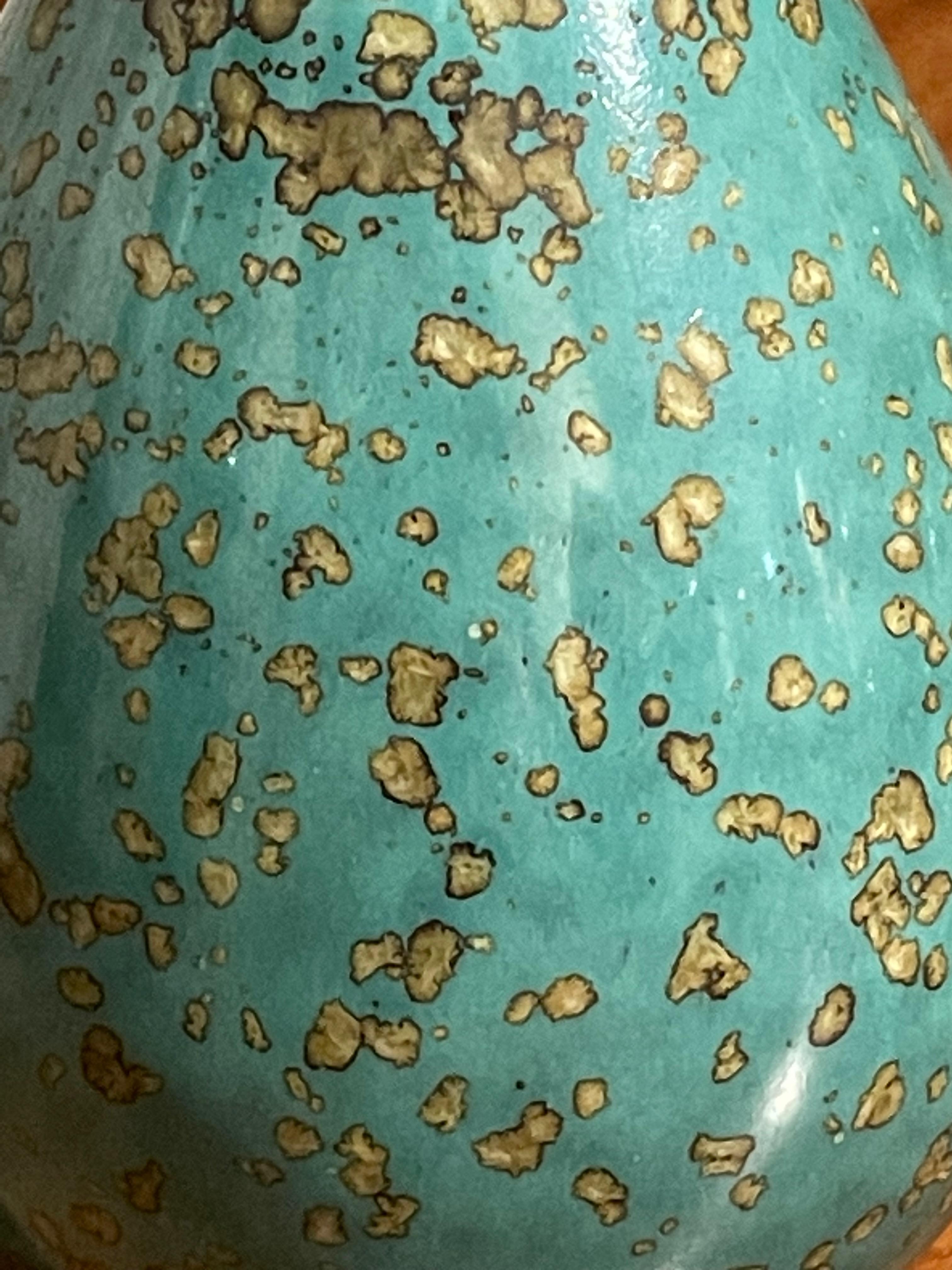 Chinese Turquoise with Gold Speckled Glaze Tall Thin Vase, China, Contemporary