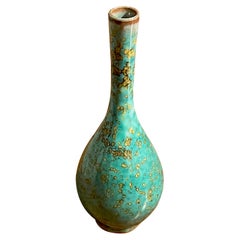 Turquoise with Gold Speckled Glaze Tall Thin Vase, China, Contemporary