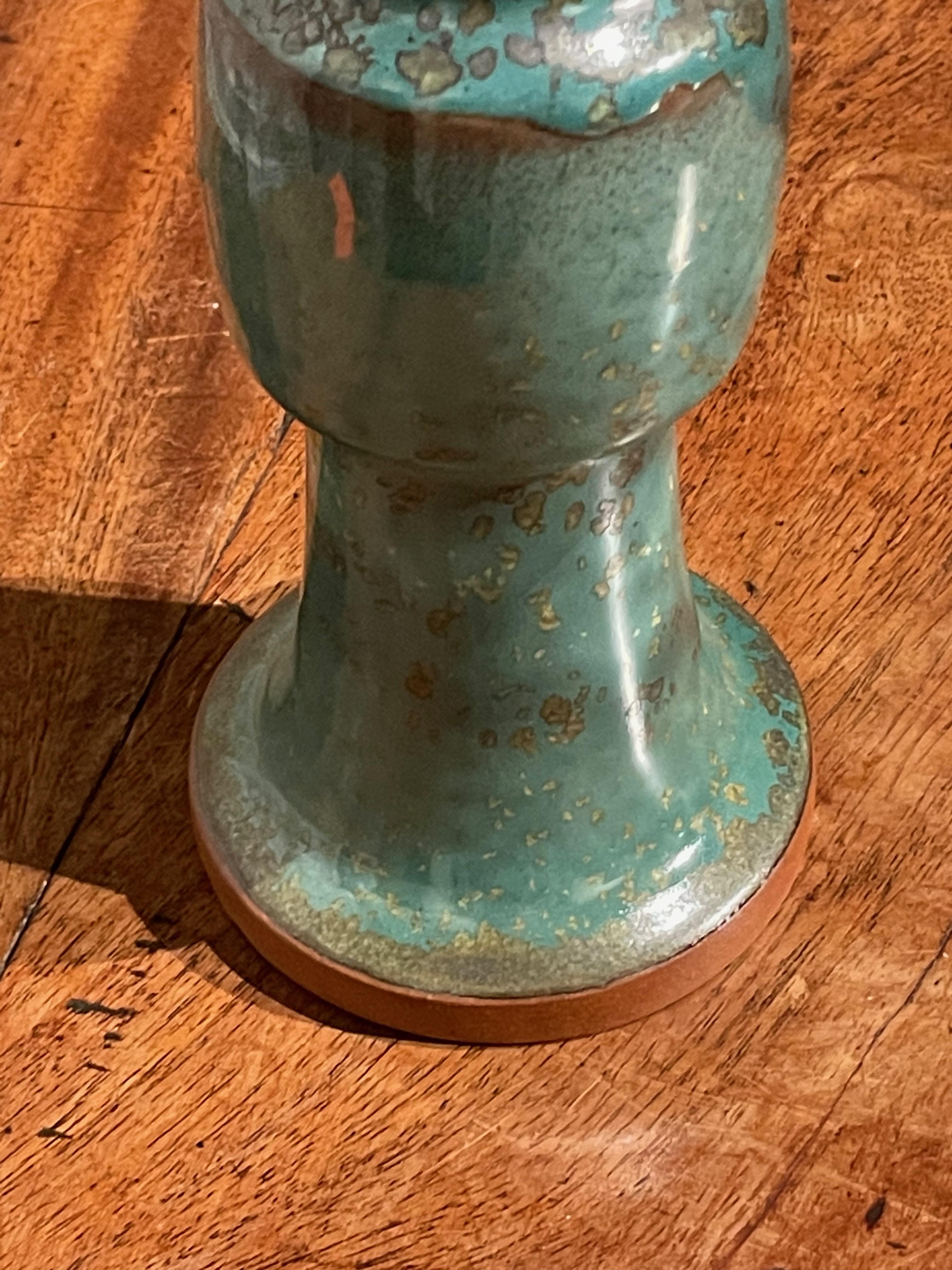 Chinese Turquoise with Gold Speckled Glaze Tall with Wide Band Vase, China, Contemporary