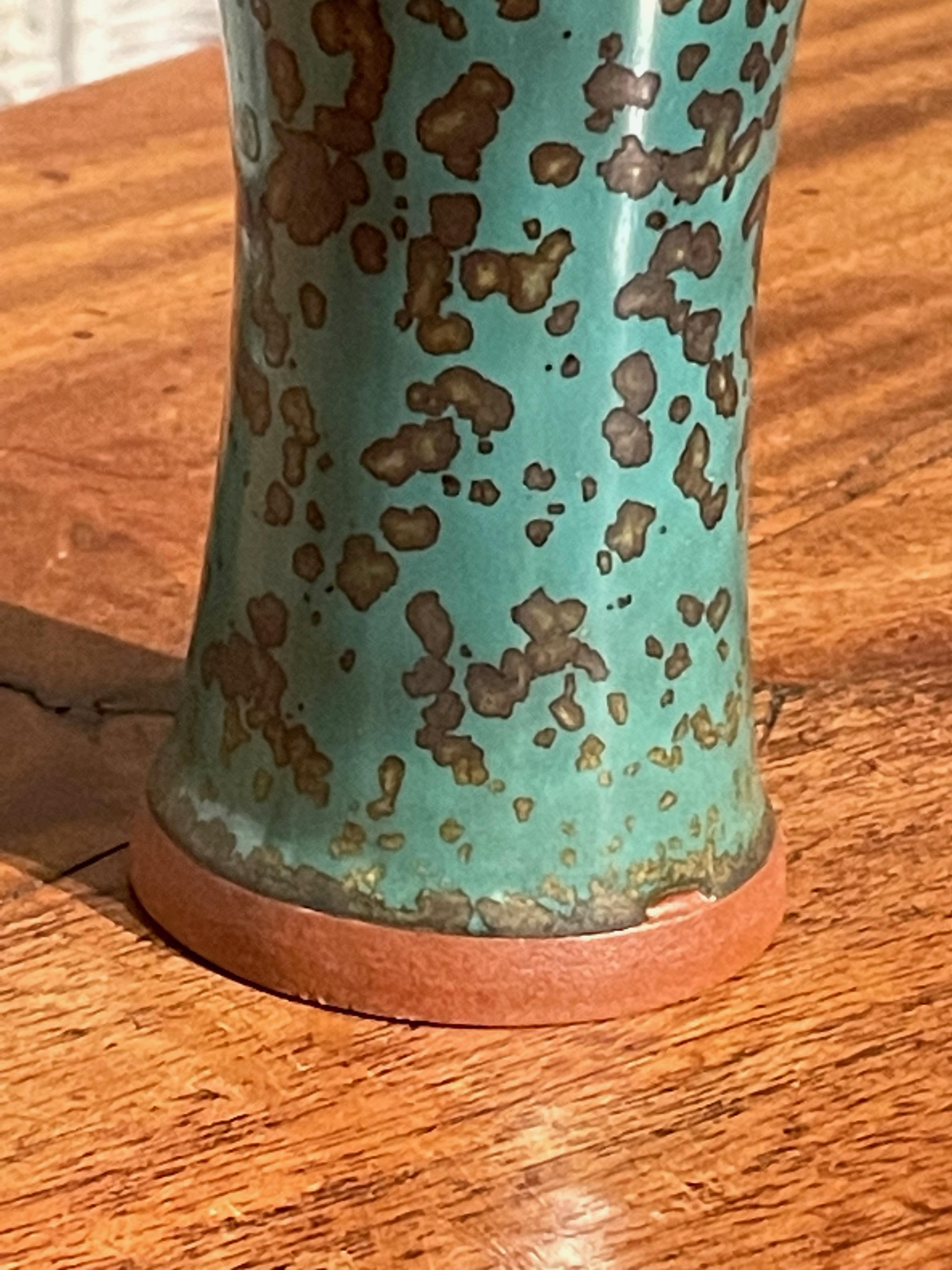 Chinese Turquoise with Gold Speckled Glaze Tulip Shape Vase, China, Contemporary For Sale