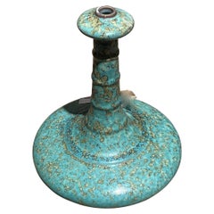 Turquoise with Gold Splatter Glaze Tall Rib Neck Vase, China, Contemporary