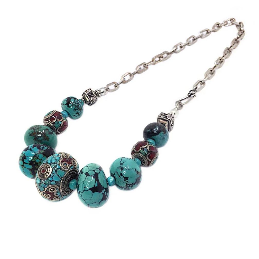 Donna Collana con catena in turchese e argento sterling in vendita