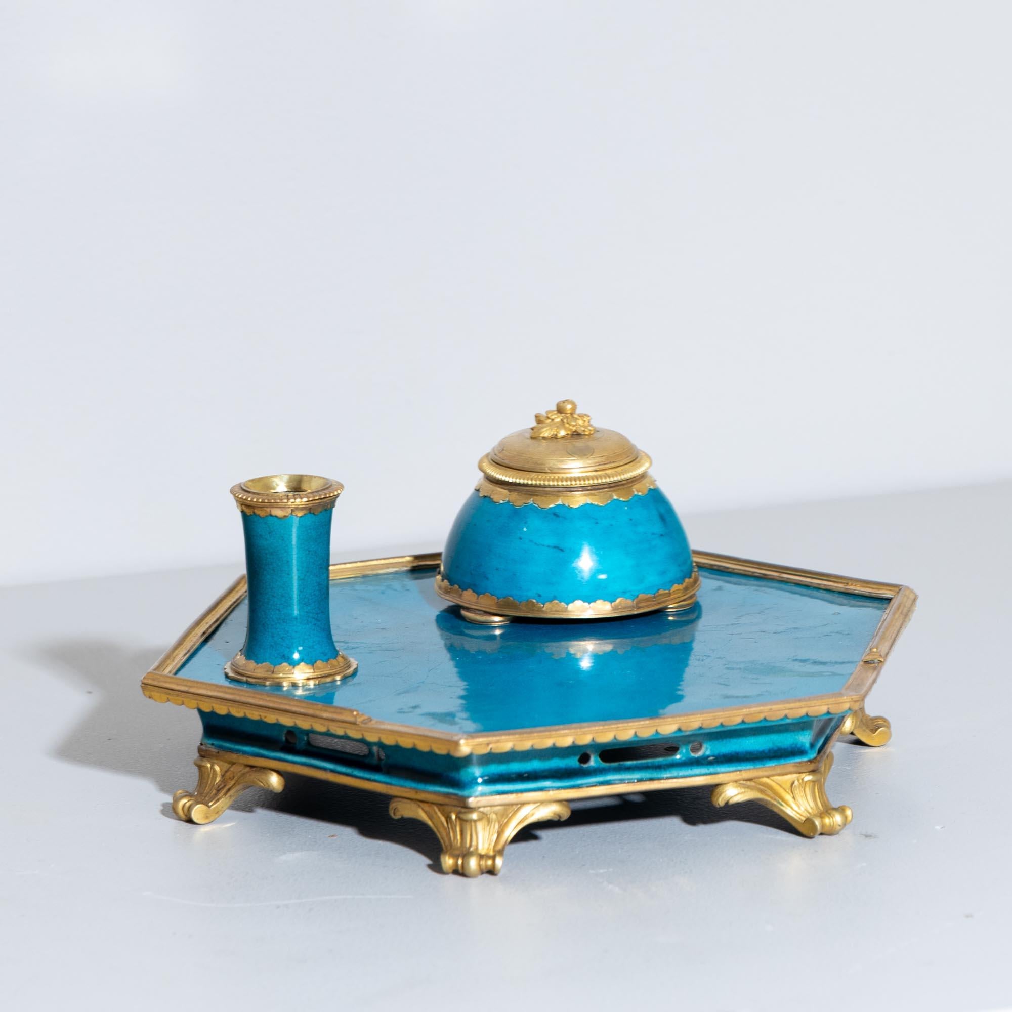 Turquoise Writing Set with Bronze Mountings, China, 18th Century 1