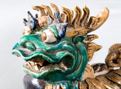 Turquoise, Yellow, and Blue Glazed Pottery Kylin