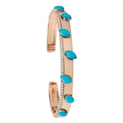 Bracciale Turchese in oro giallo e diamanti da 0,42 carati, grande