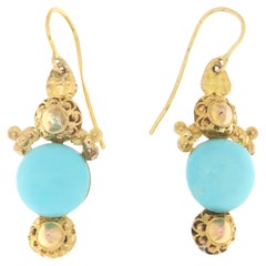 Turquoise Yellow Gold 9 Karat Drop Earrings