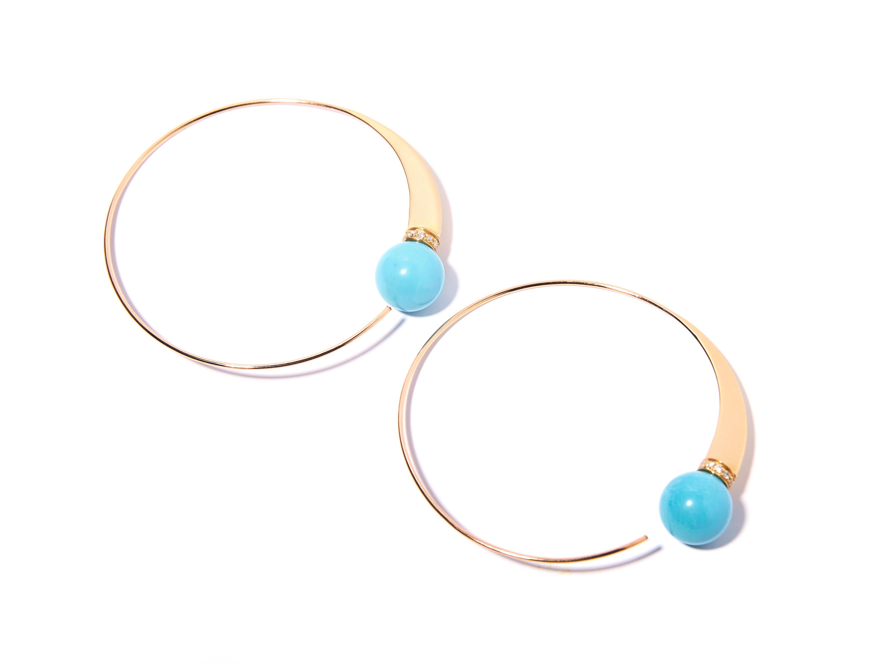 turquoise and gold hoop earrings