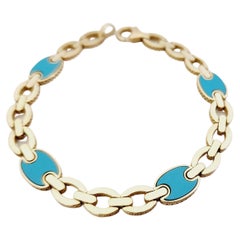 Turquoise Yellow Gold Link Bracelet