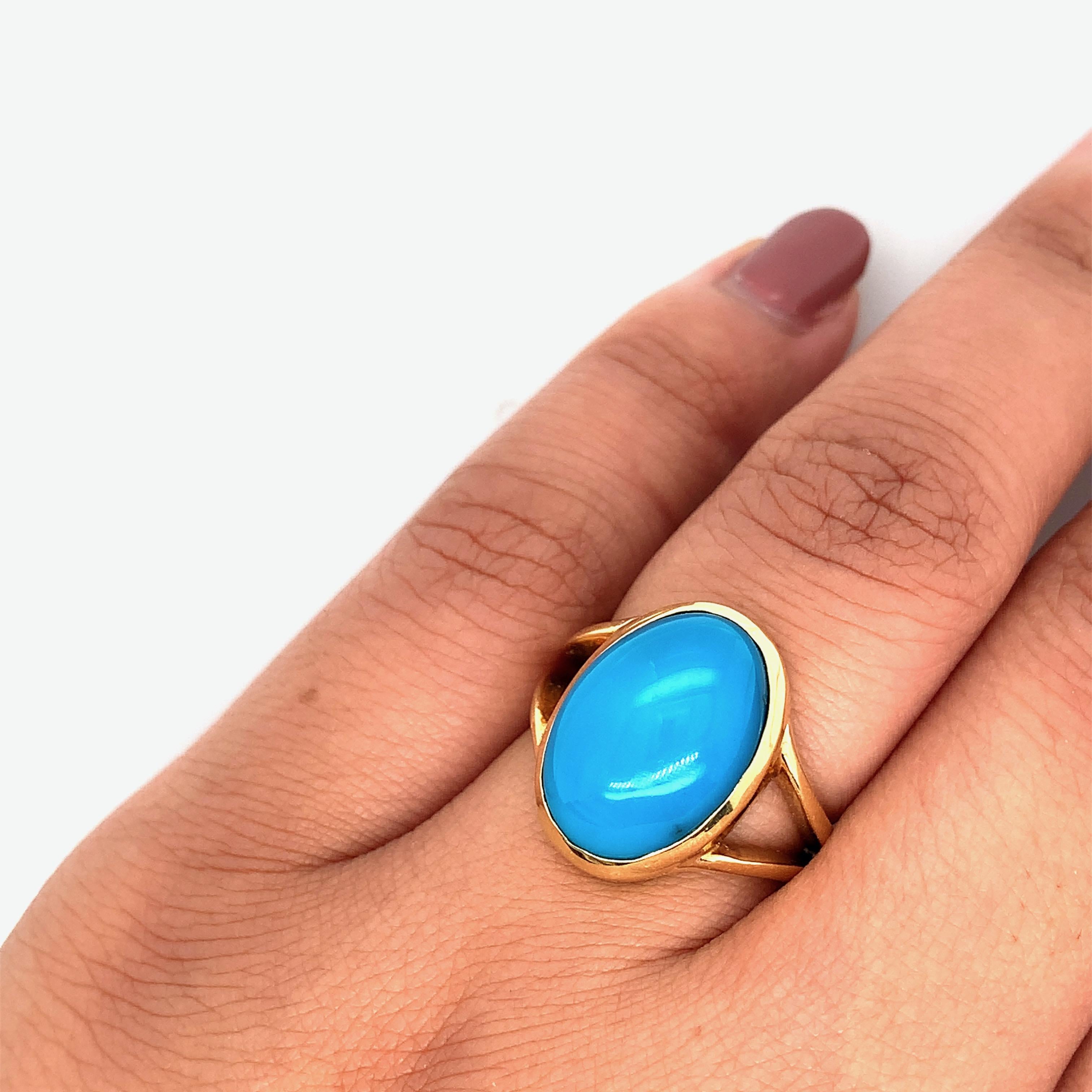 Turquoise Yellow Gold Ring  For Sale 5