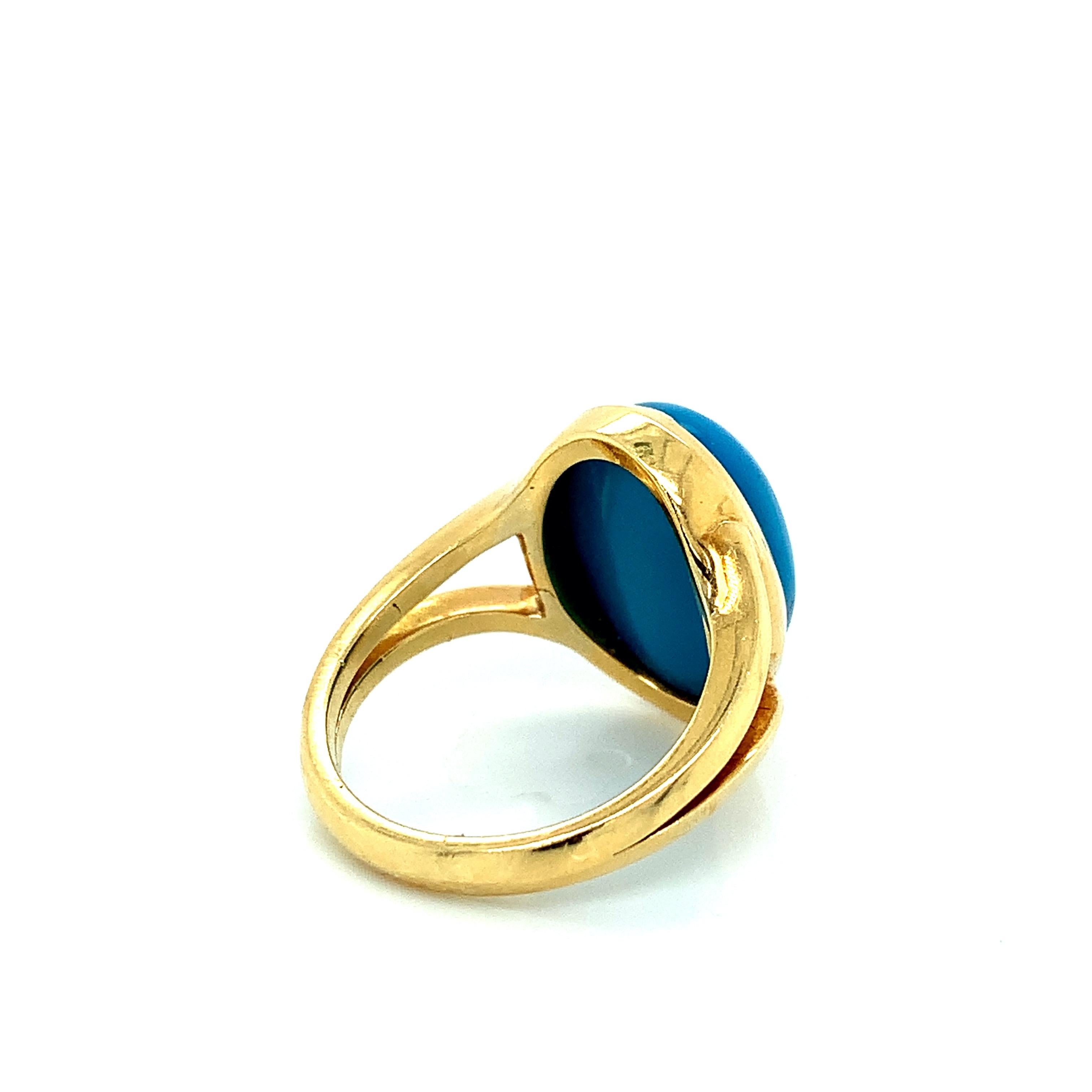 Turquoise Yellow Gold Ring  In Excellent Condition For Sale In New York, NY