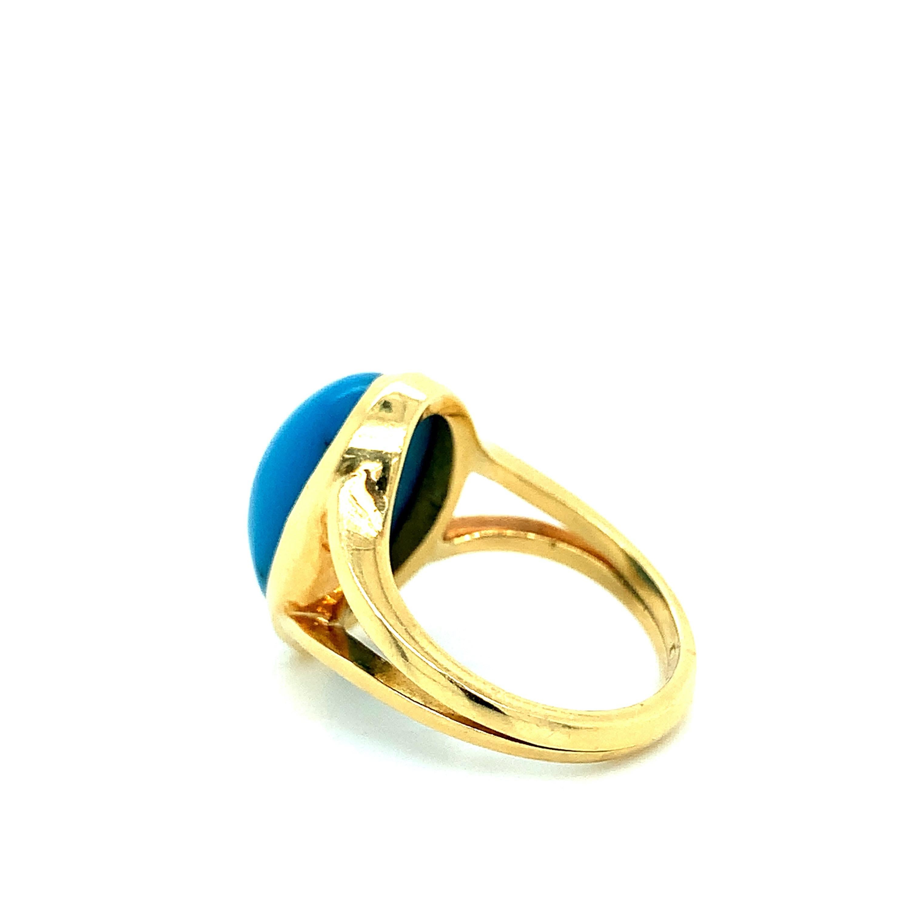 Turquoise Yellow Gold Ring  For Sale 1